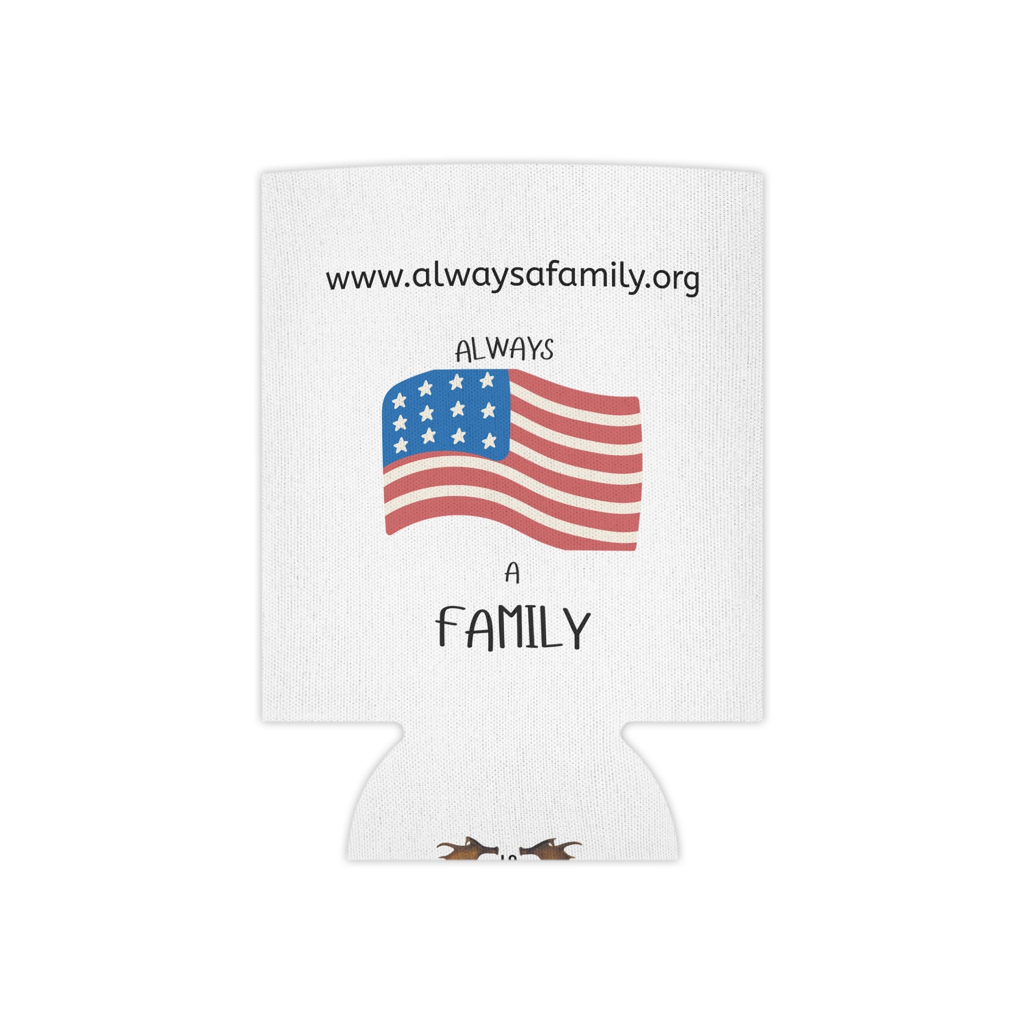 Patriotic 'Always A Family' Can Cooler — American Flag Beverage Koozie