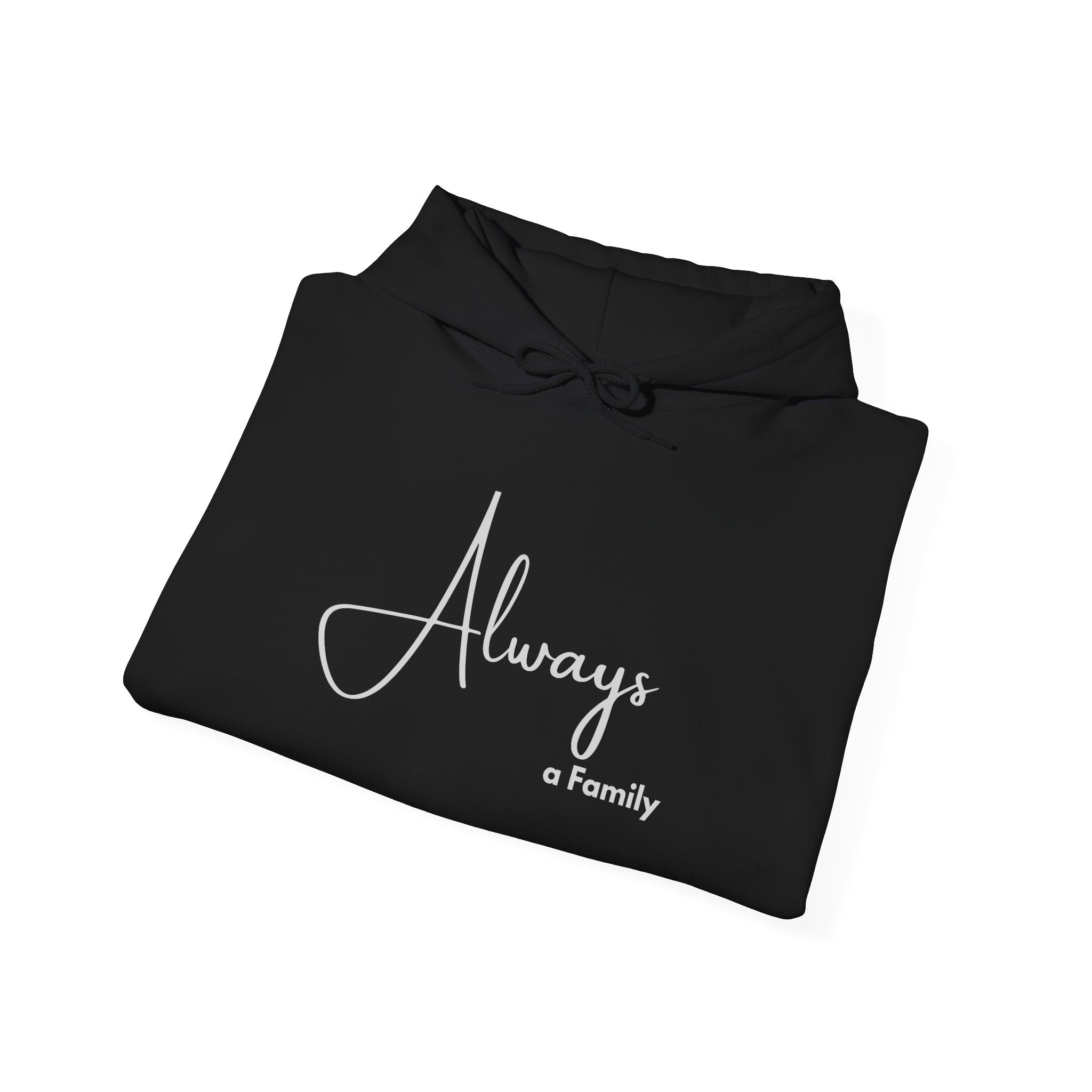 Hoodie — "Always" Minimal Script Pullover with MOOSE Sleeve Accent