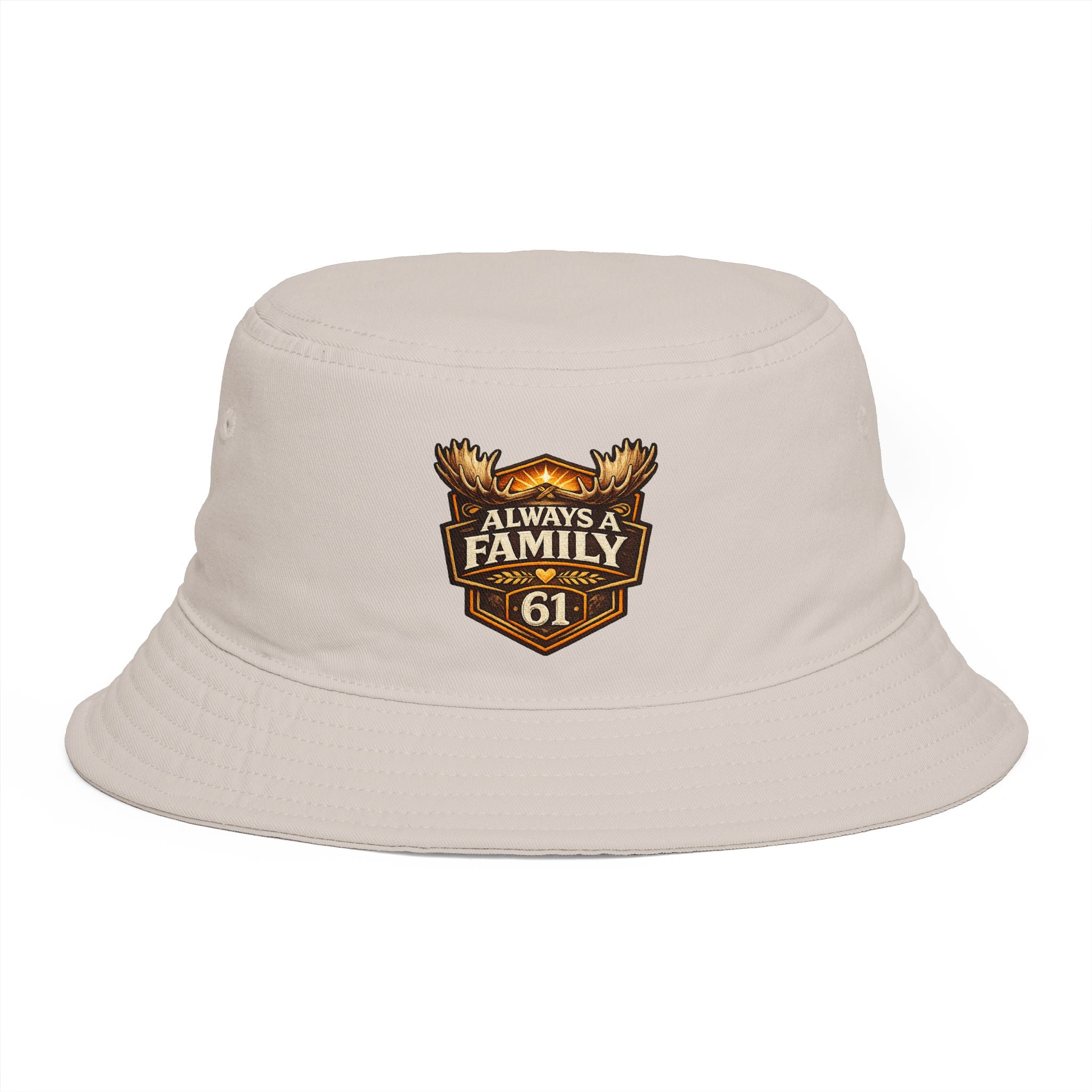 Bucket Hat — "Always Family 61" Patch Emblem Casual Outdoor Cap
