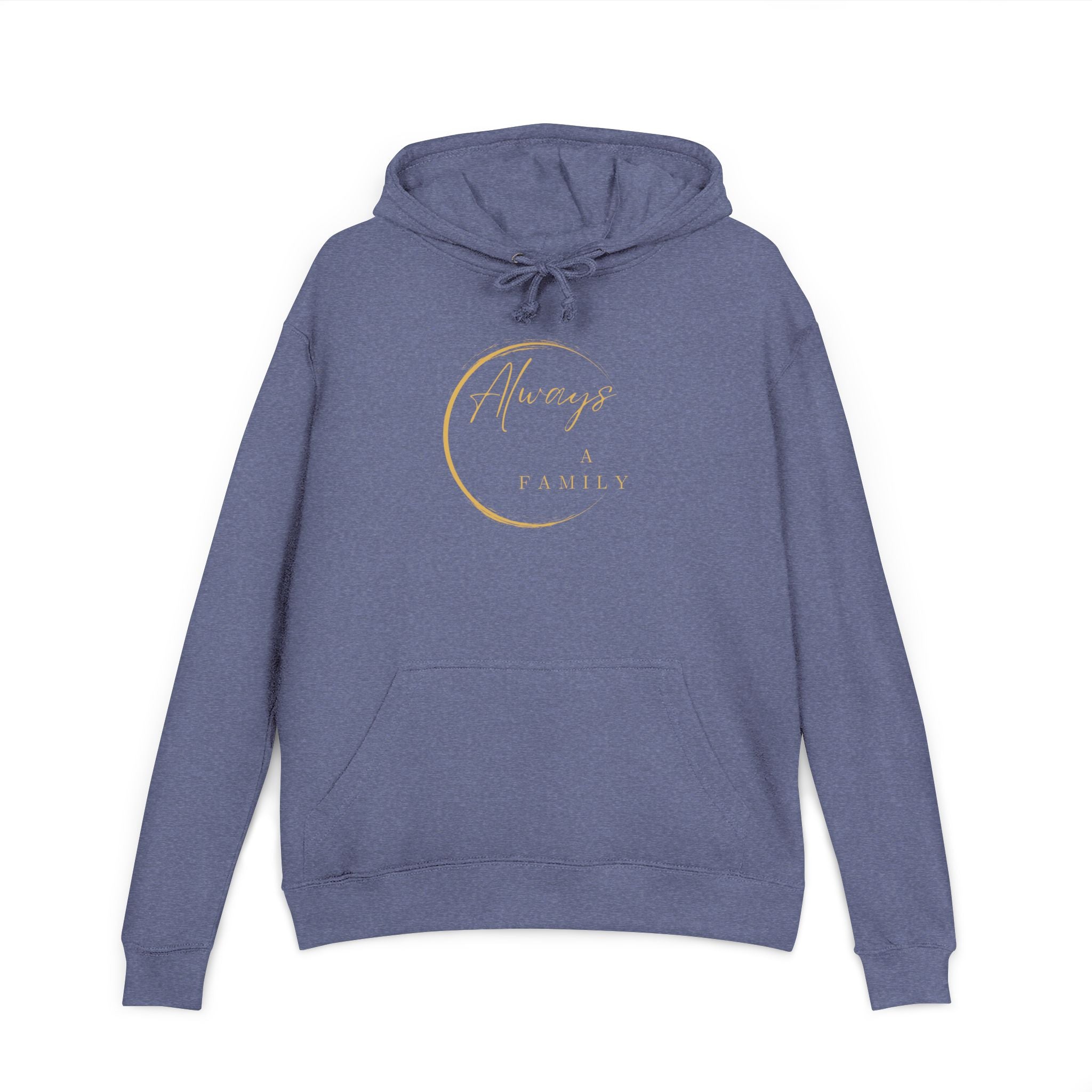 Hoodie — "Always a Family" Gold Crescent Pullover