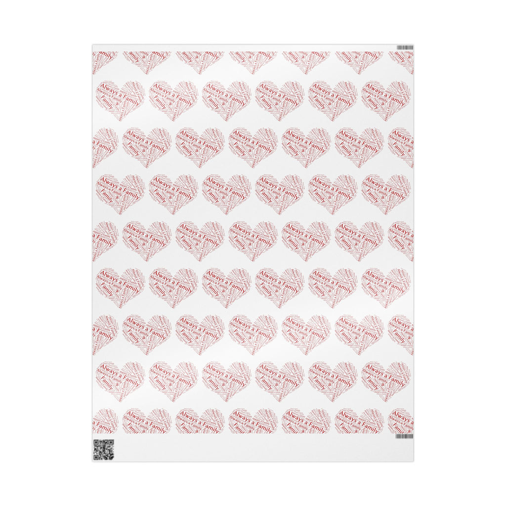 Pink Heart Word-Art Wrapping Paper Roll — Romantic Valentine Gift Wrap always a family