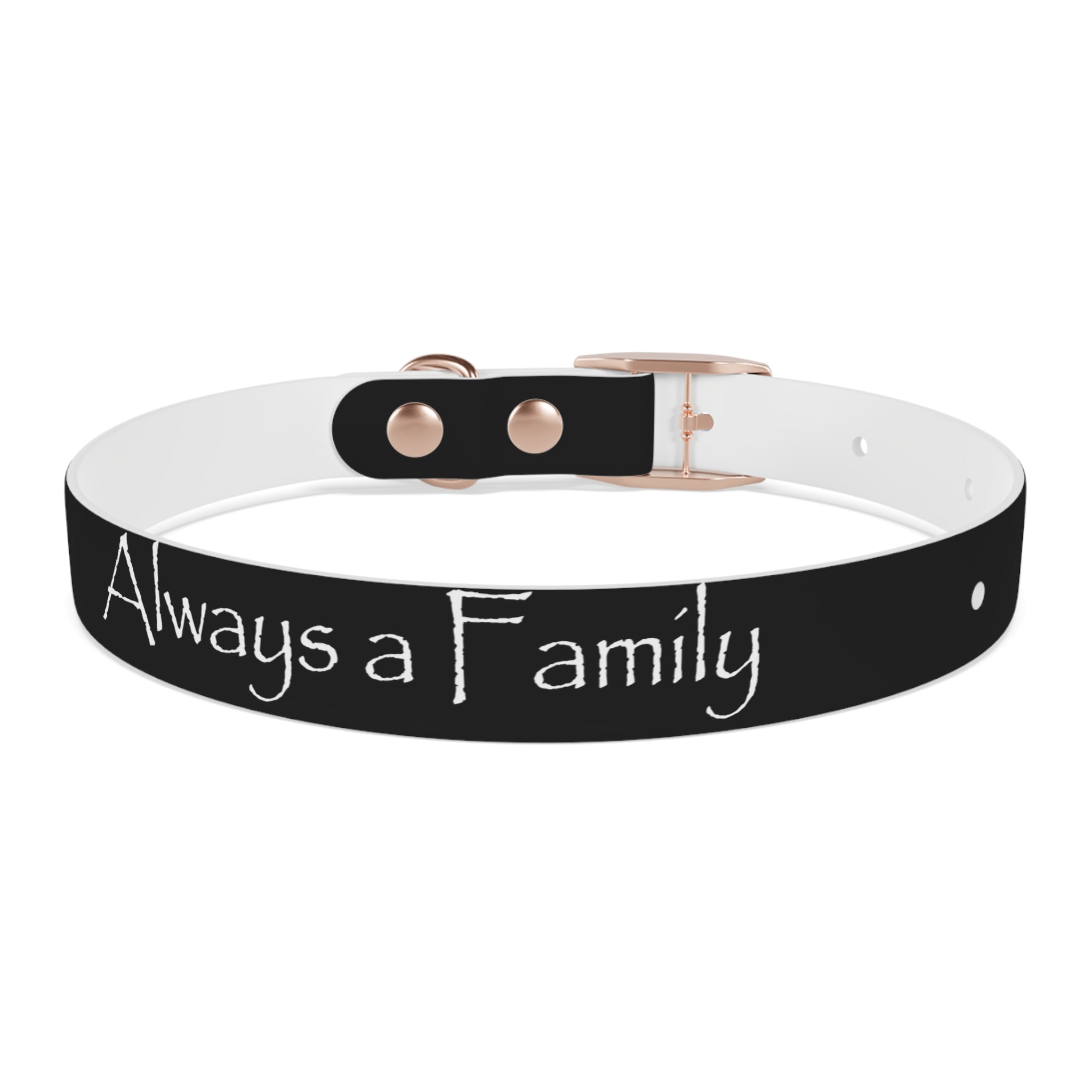 Dog Collar — "Always a Family" Personalized Black Chalkboard Pet Collar