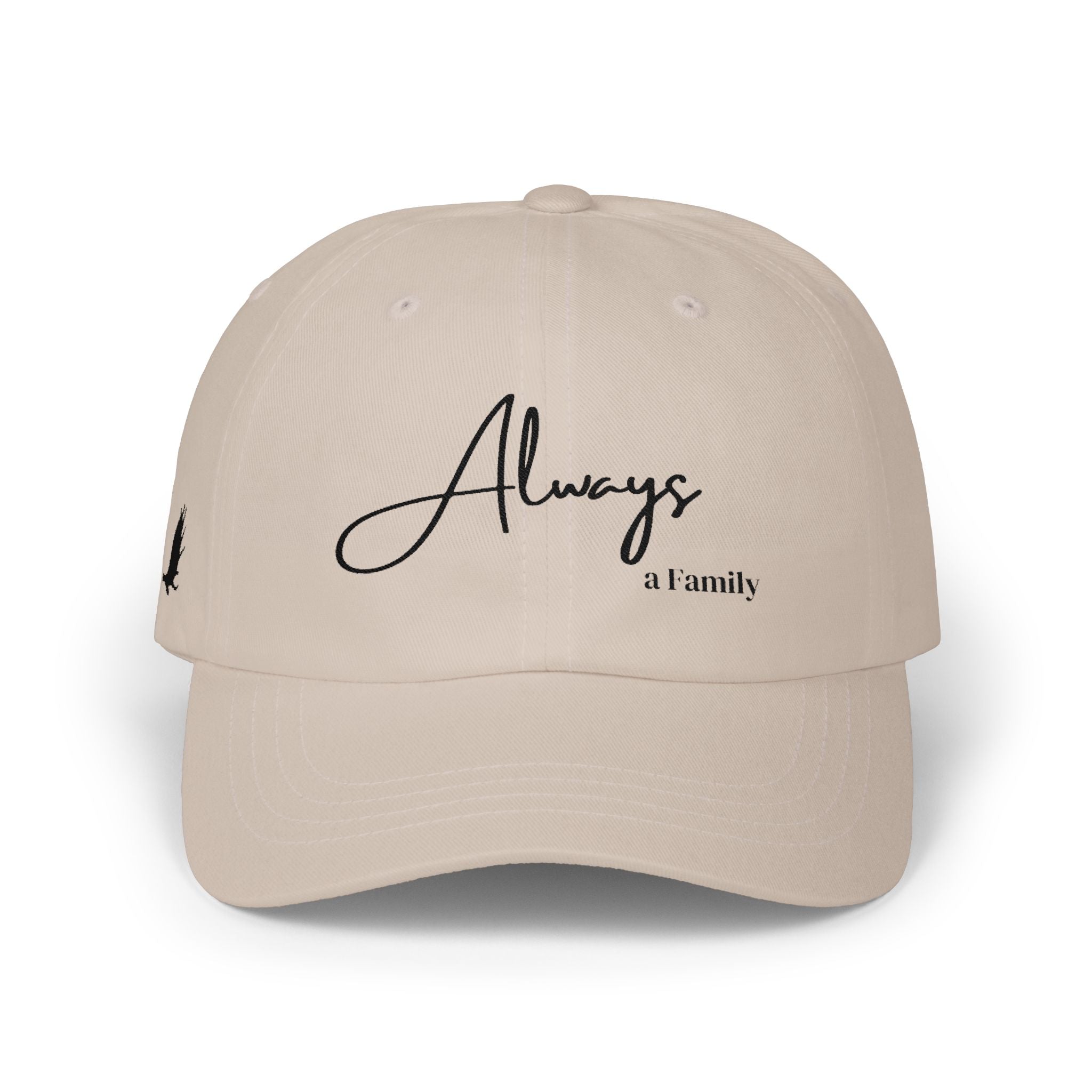 Always a Family Dad Cap – Minimal Script Embroidered Baseball Hat