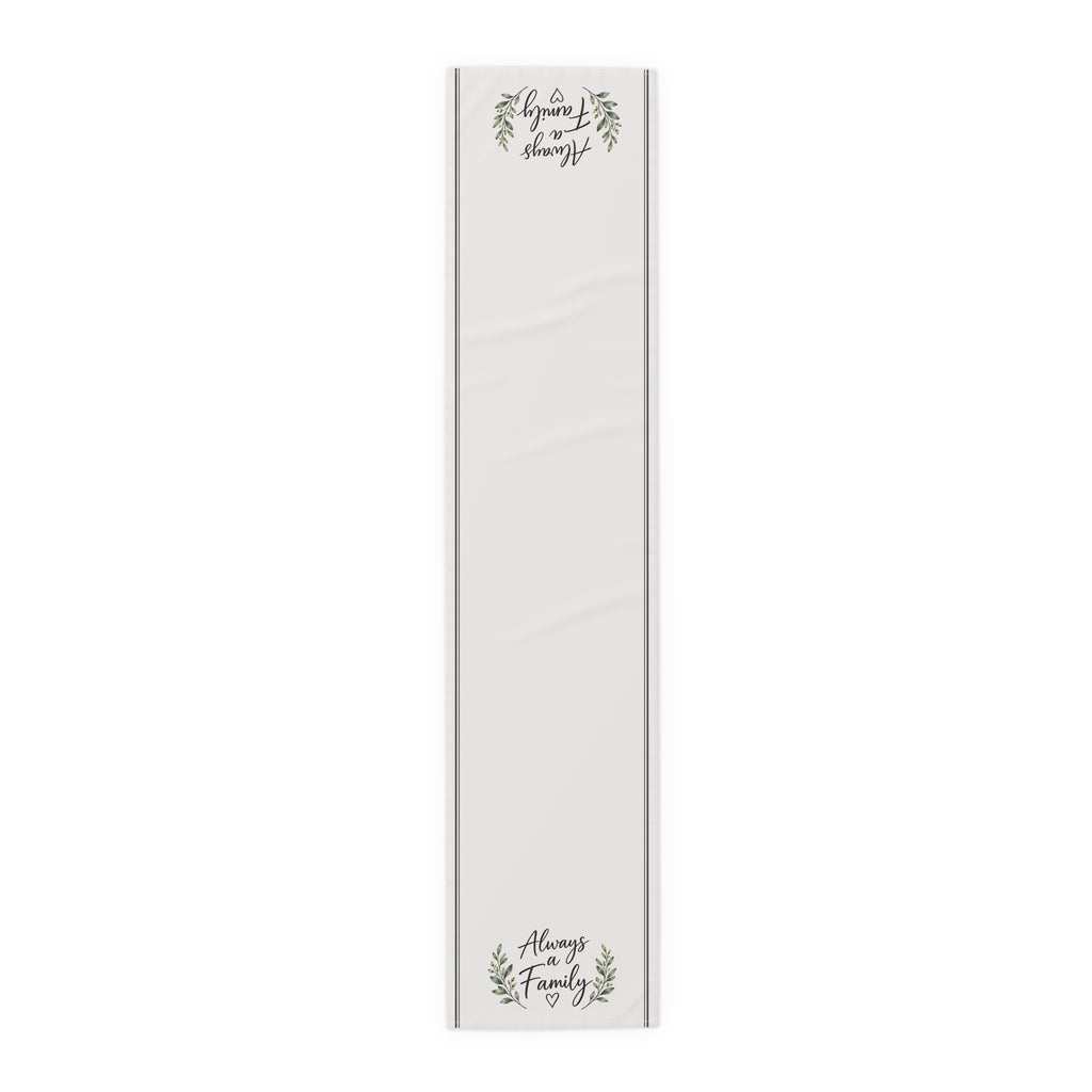 Table Runner - "Always a Family" Farmhouse Cotton-Blend Holiday & Everyday Decor