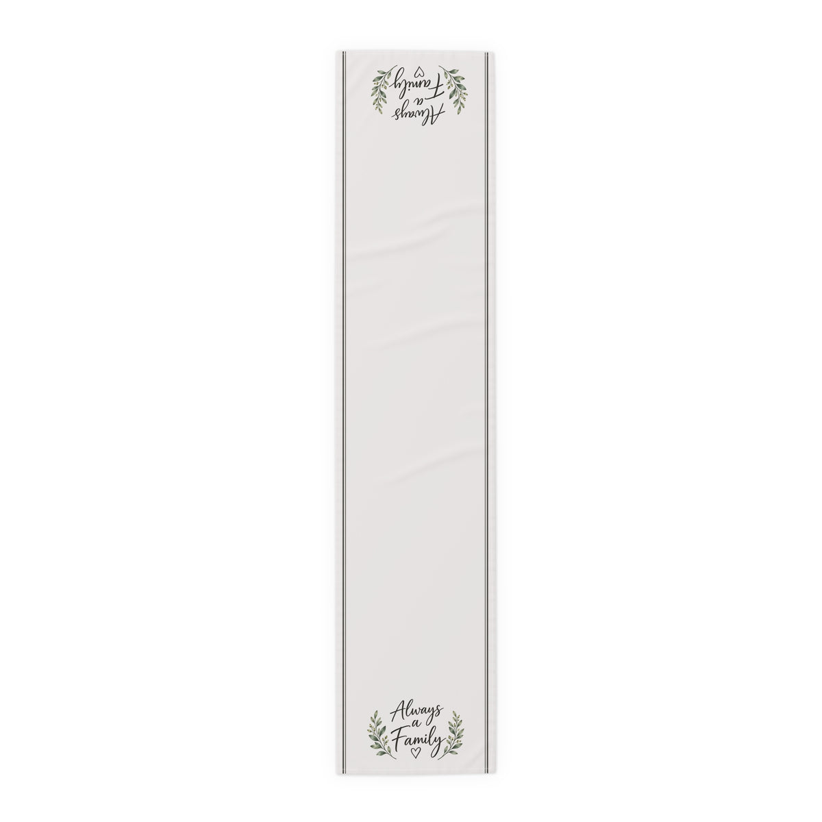 Table Runner - "Always a Family" Farmhouse Cotton-Blend Holiday & Everyday Decor