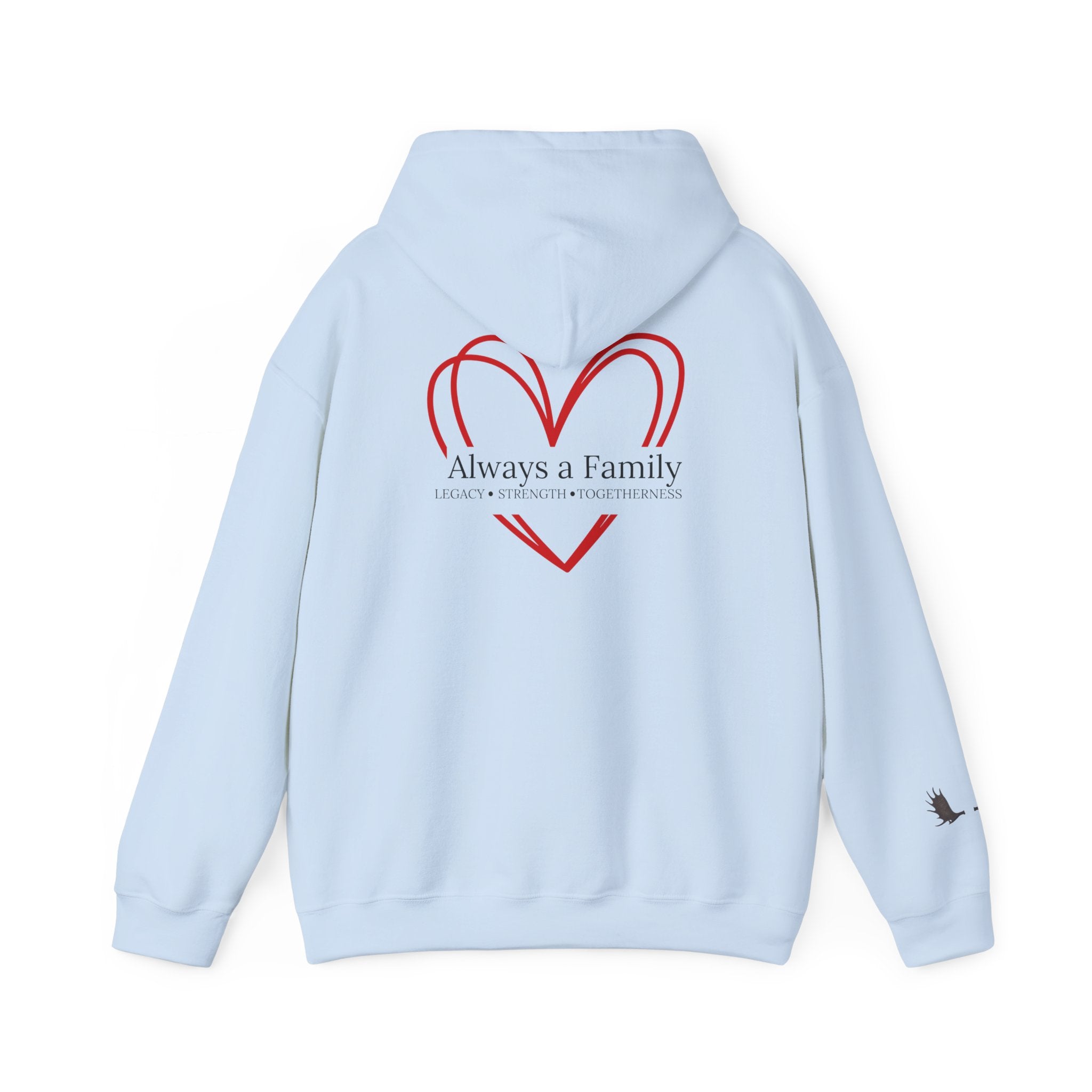 Hoodie — "Always a Family" Heart & Antlers Pullover
