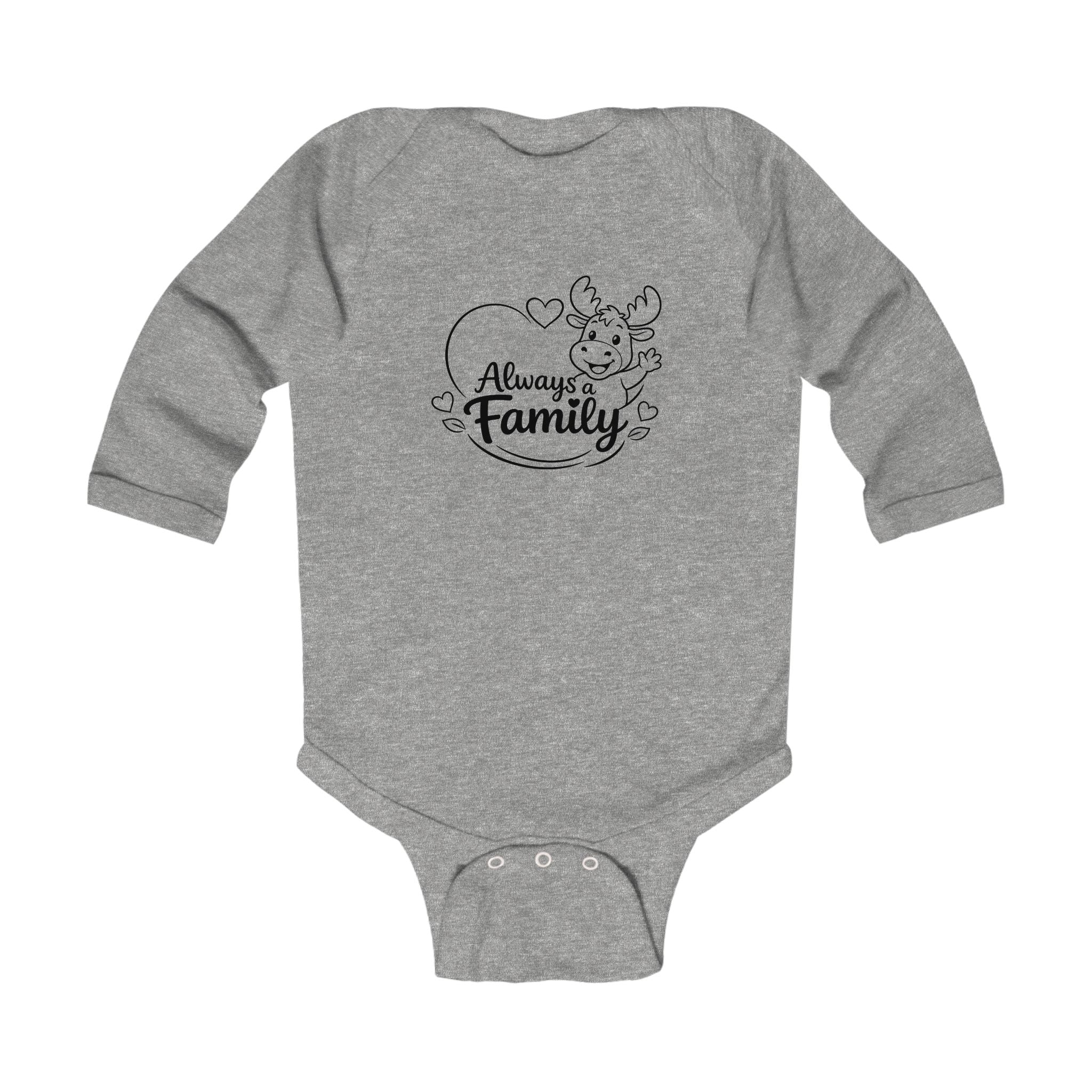 Always Family Infant Bodysuit – Cute Heart & Moose Baby One-Piece