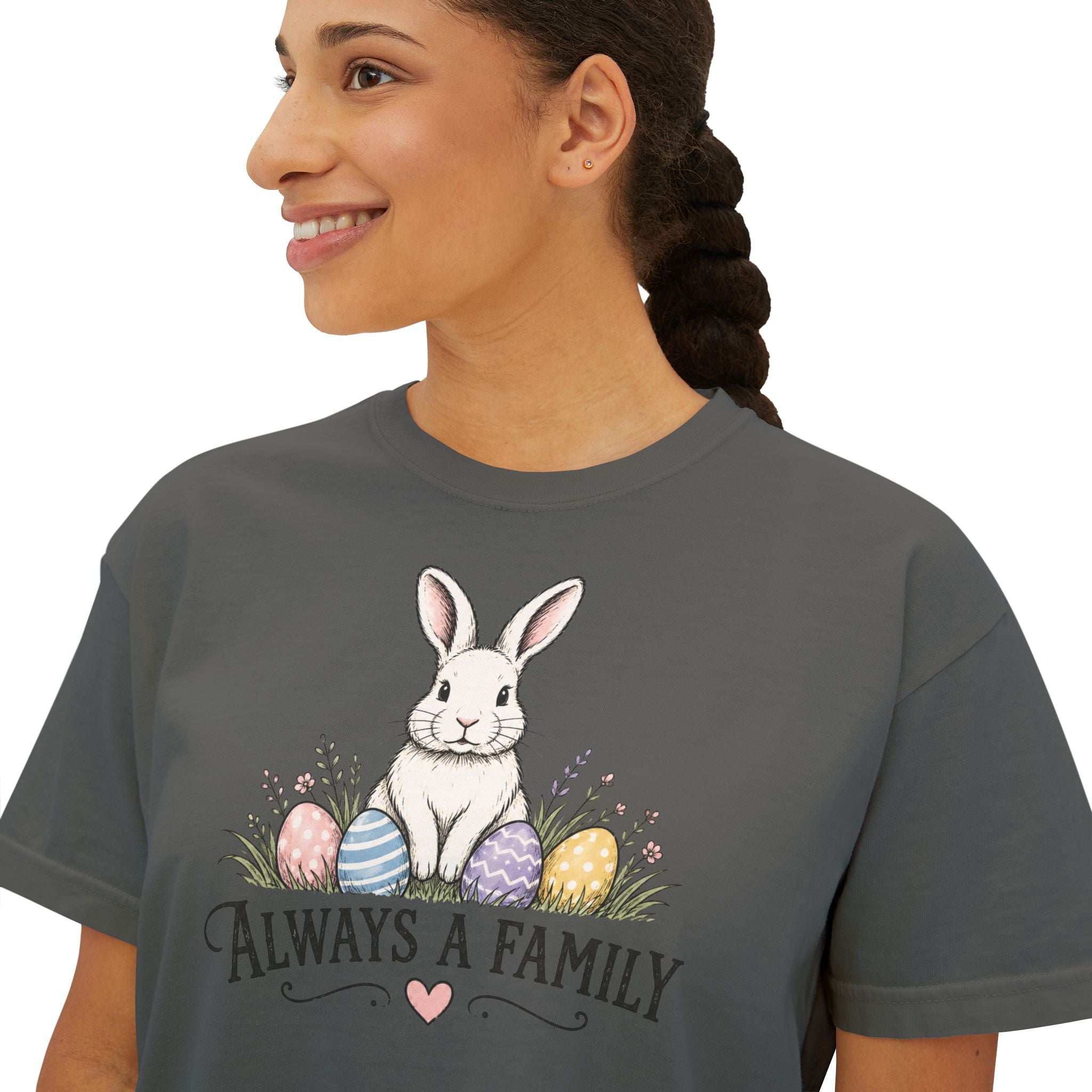 "Always a Family" Easter Women's Boxy Tee
