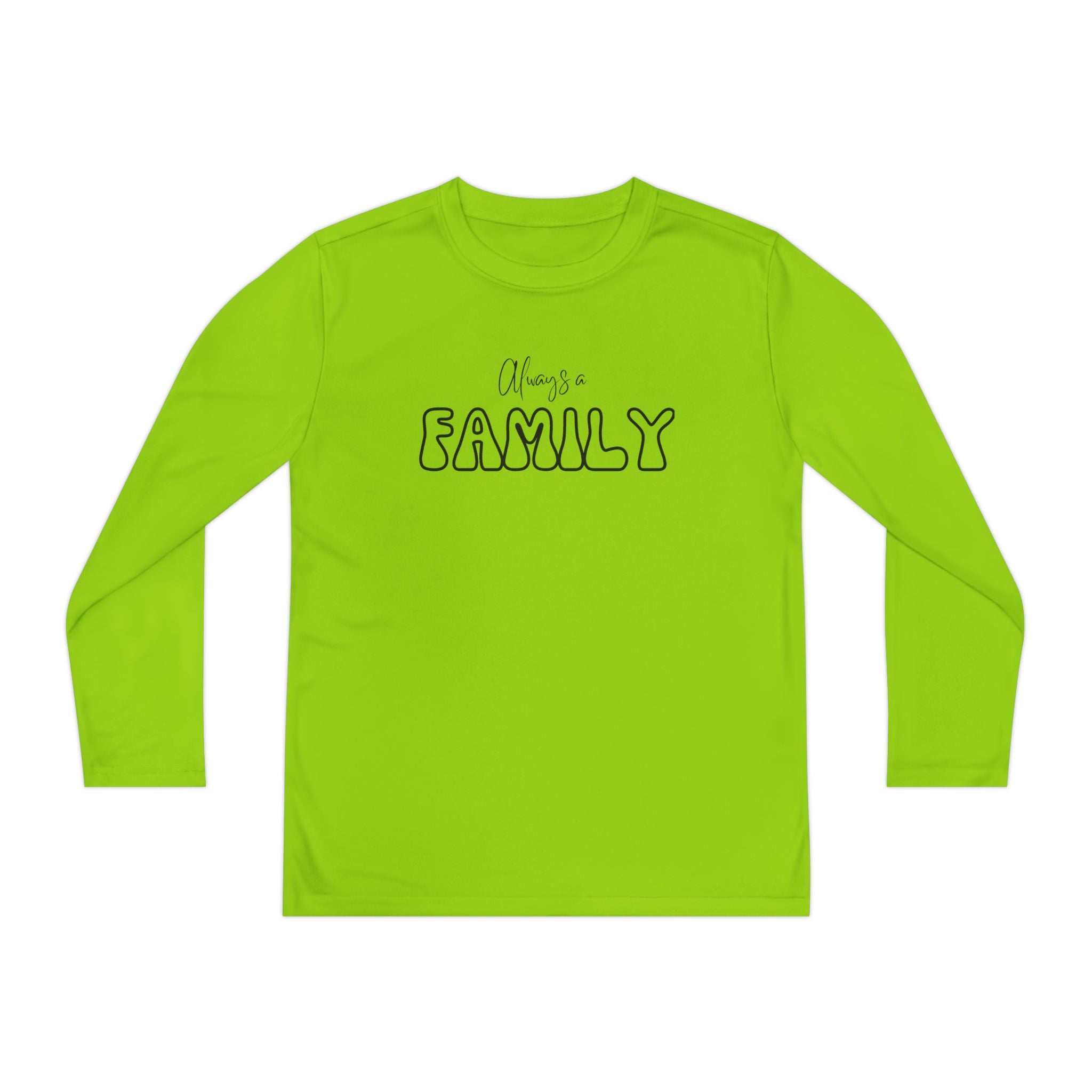 Youth Long Sleeve Tee — "Always a FAMILY" Graphic Kids Shirt