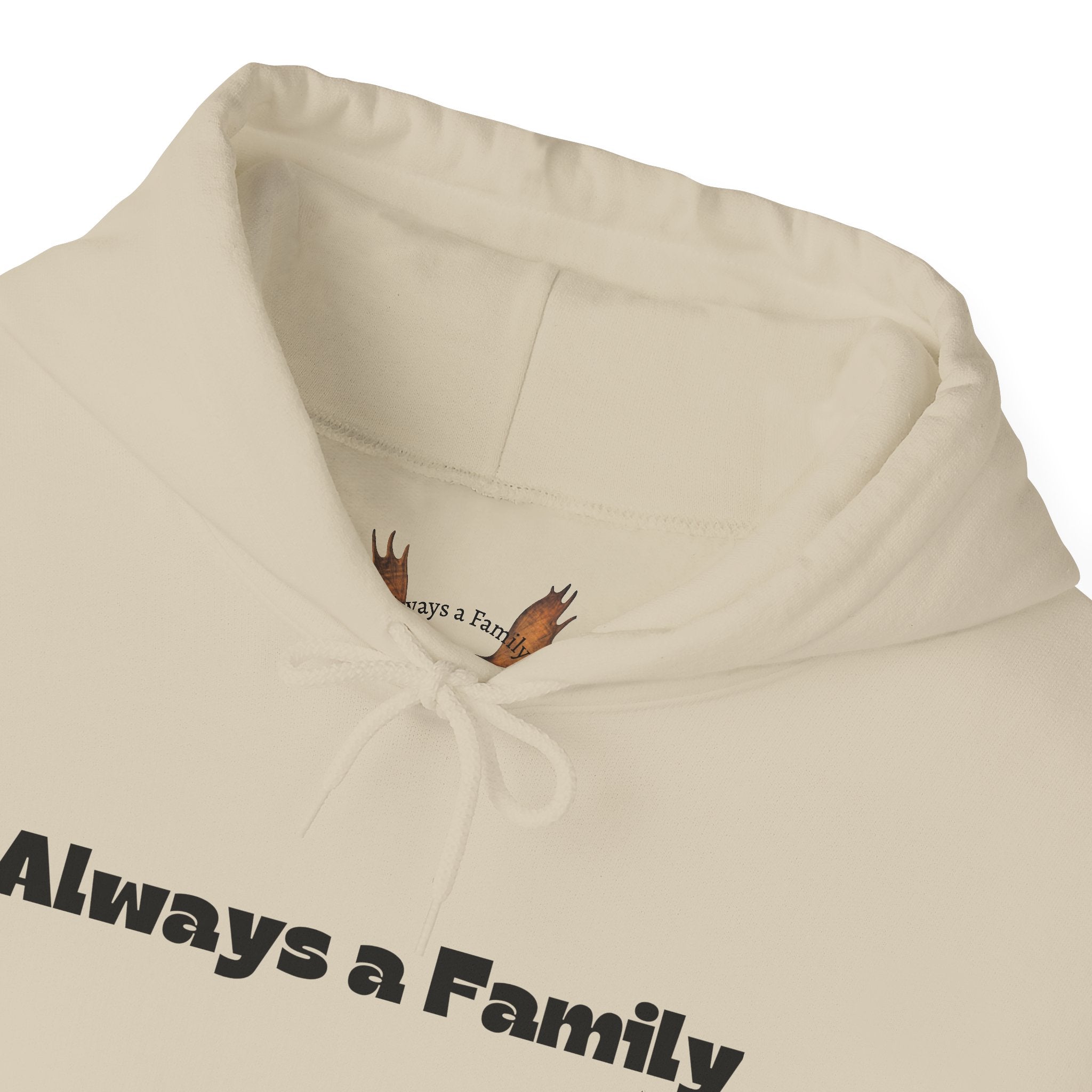 Always a Family Hoodie — Moose Antler Graphic Pullover with Sleeve Numbering