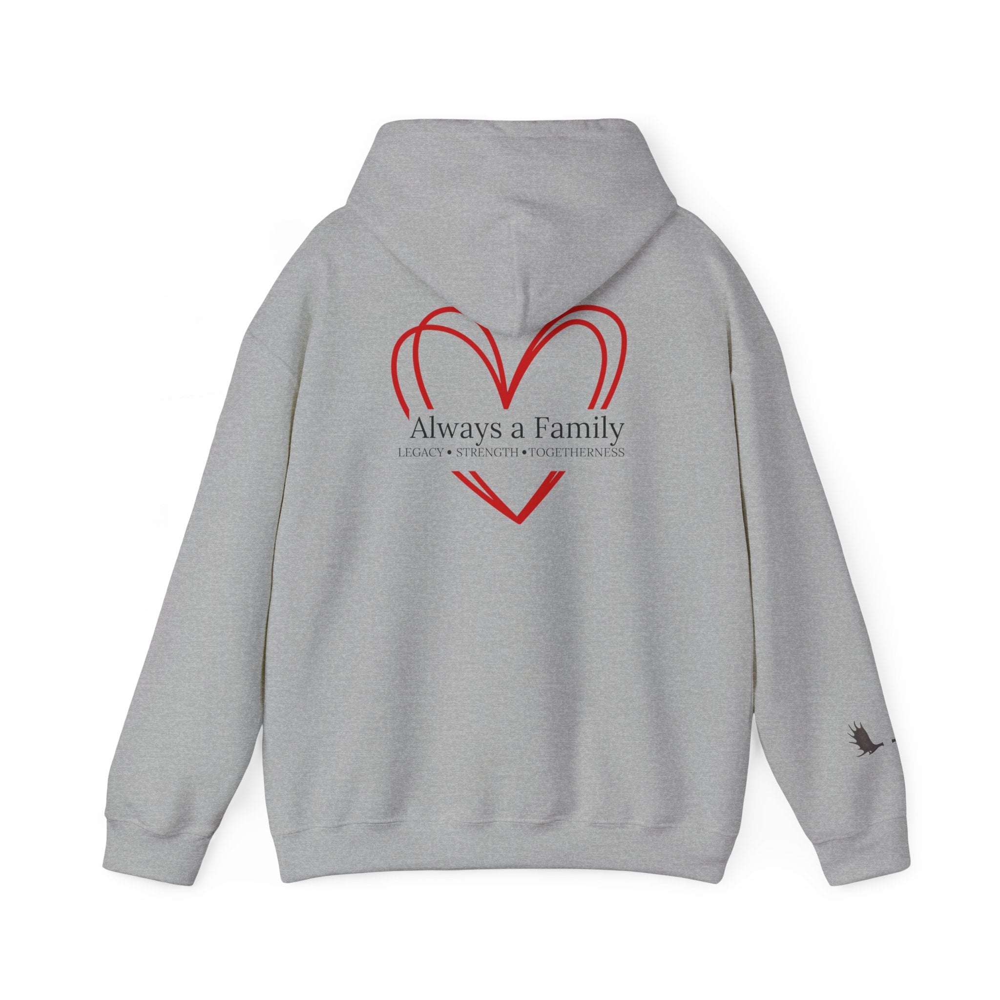 Hoodie — "Always a Family" Heart & Antlers Pullover