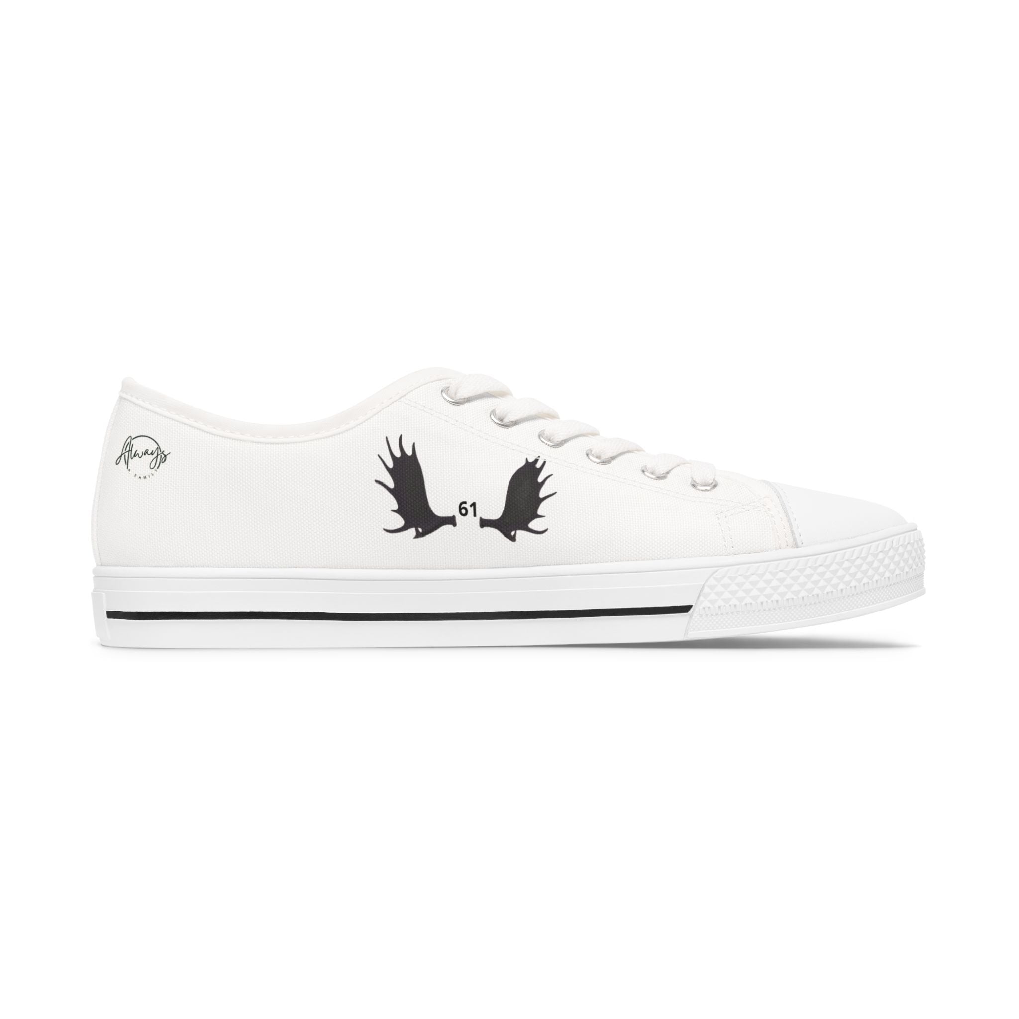 Low Top Sneakers — «Always» Script White Canvas Casual Shoes