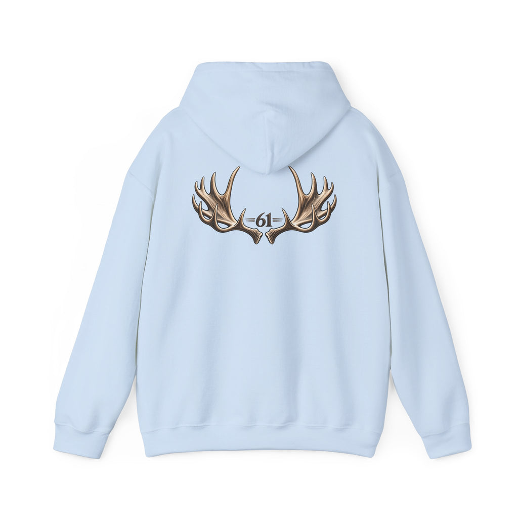 Always a Family Hoodie — Antler Graphic "61" Back Print, Cozy Family