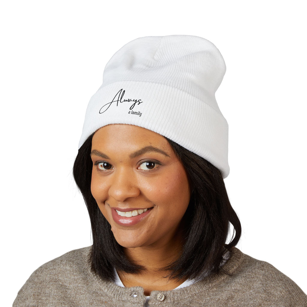 Embroidered 'Always a Family Classic Cuffed Beanie