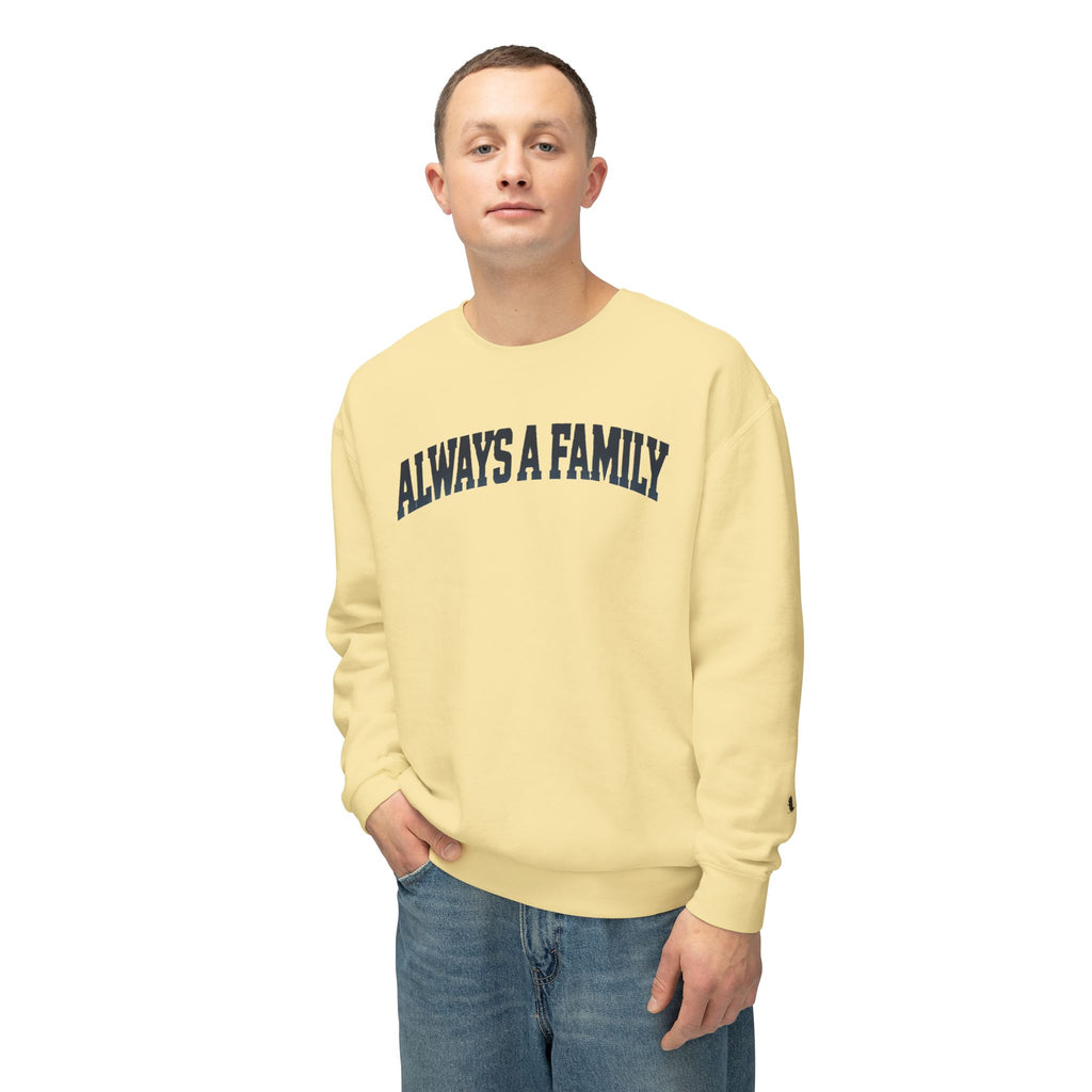 Always a Family Crewneck Sweatshirt — Lightweight White Family Graphic