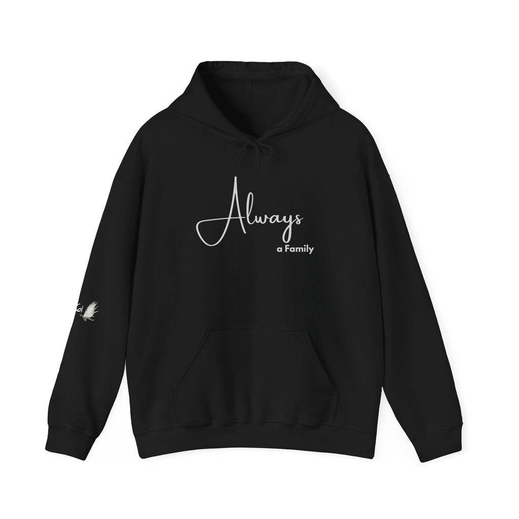Hoodie — "Always" Minimal Script Pullover with MOOSE Sleeve Accent