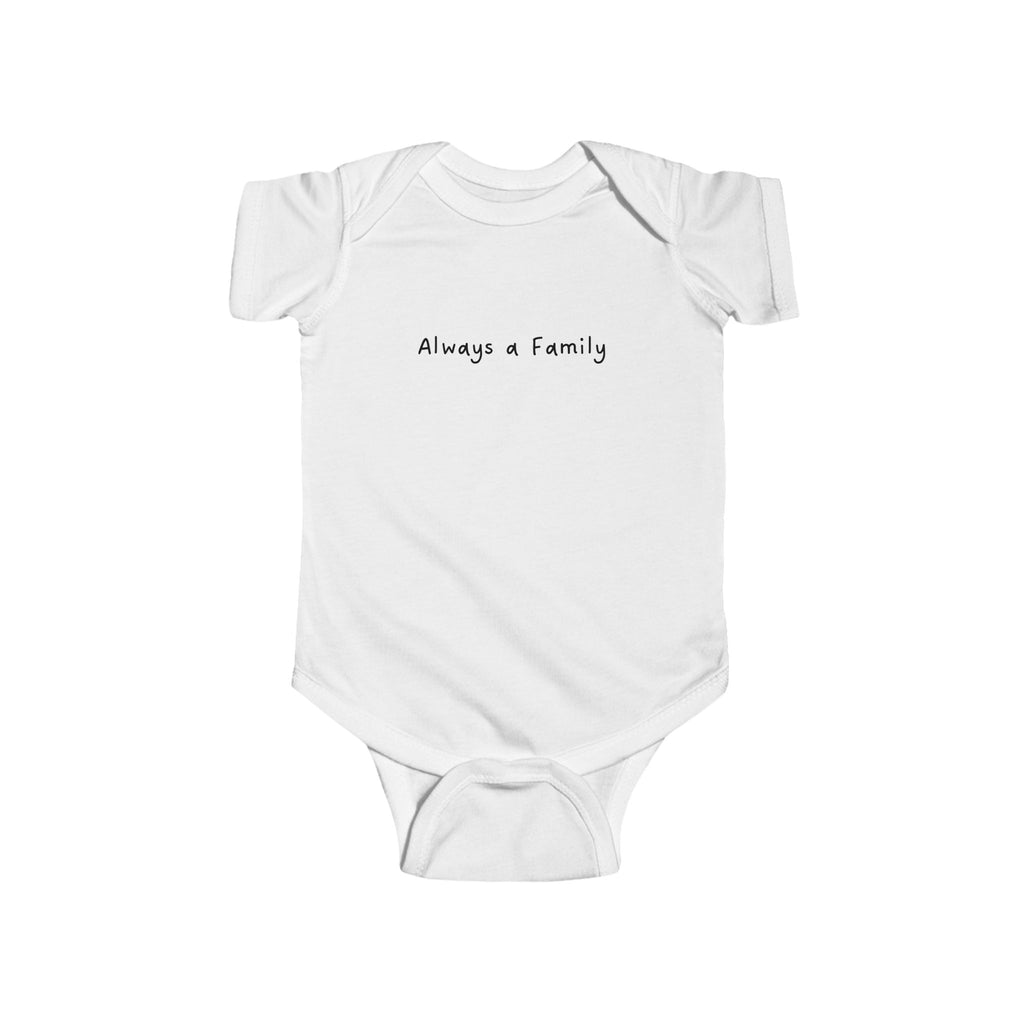 Infant Bodysuit "Always a Family" Minimalist Baby Onesie