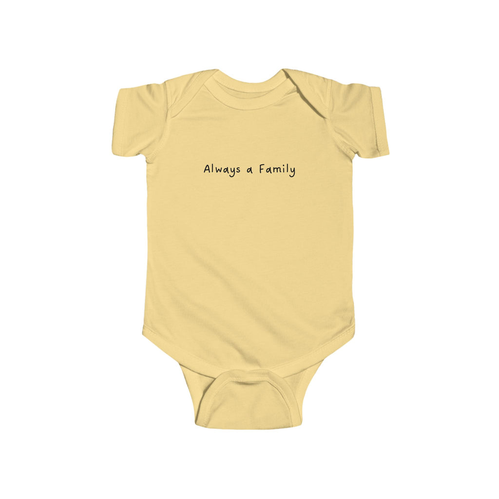 Infant Bodysuit "Always a Family" Minimalist Baby Onesie