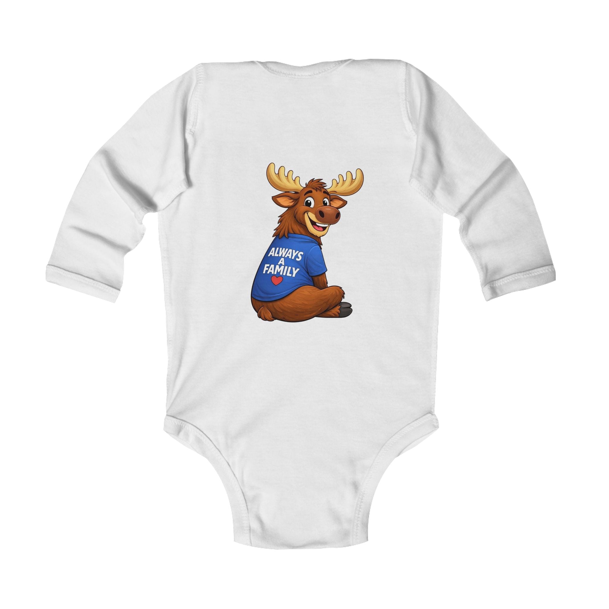 Infant Bodysuit — 'Always a Family' Moose Baby Onesie (Long Sleeve)