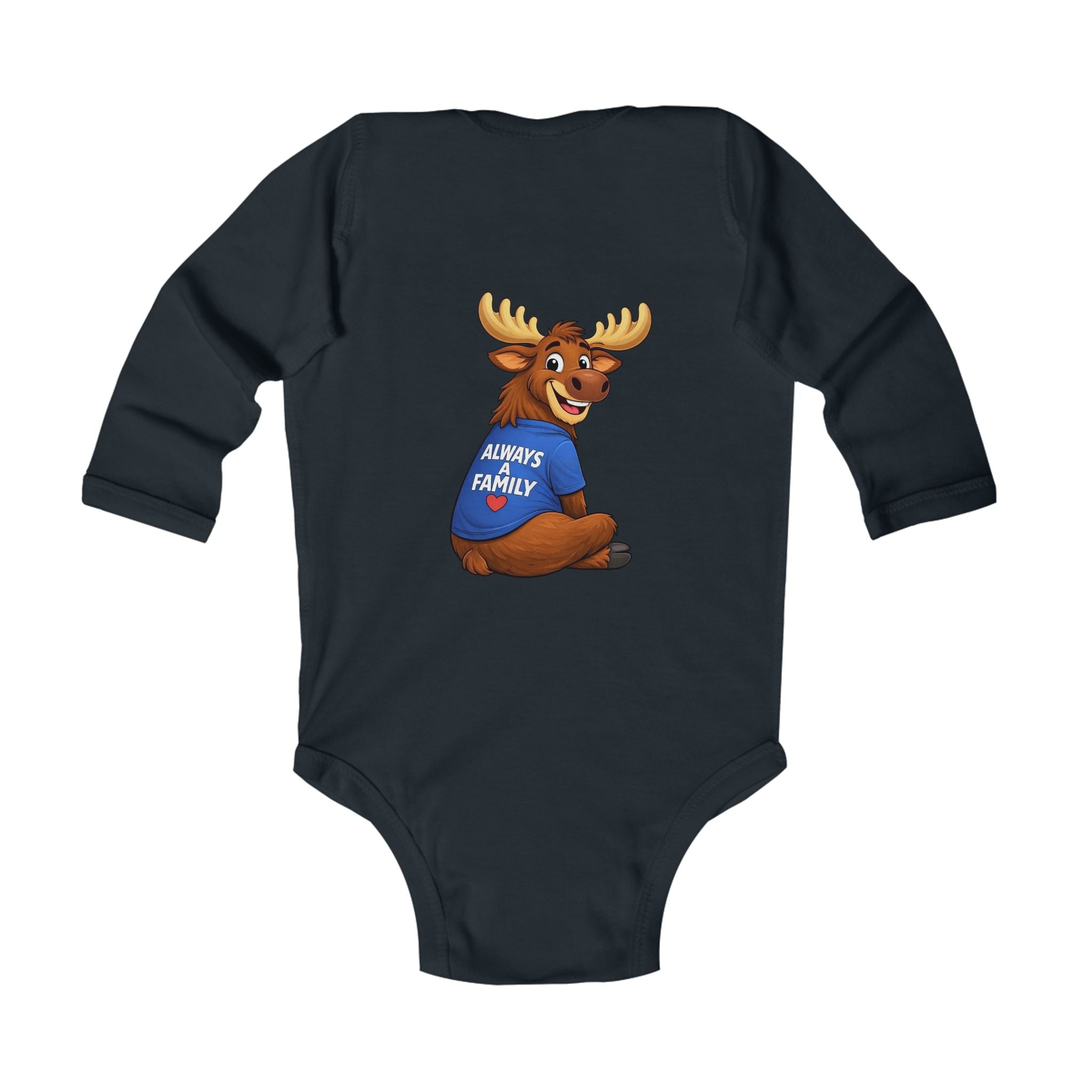 Infant Bodysuit — 'Always a Family' Moose Baby Onesie (Long Sleeve)