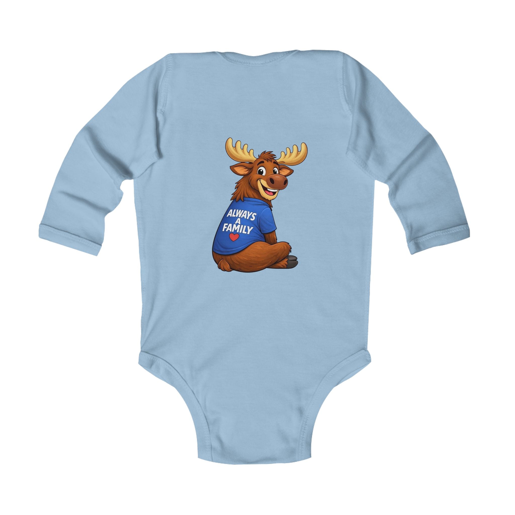 Infant Bodysuit — 'Always a Family' Moose Baby Onesie (Long Sleeve)