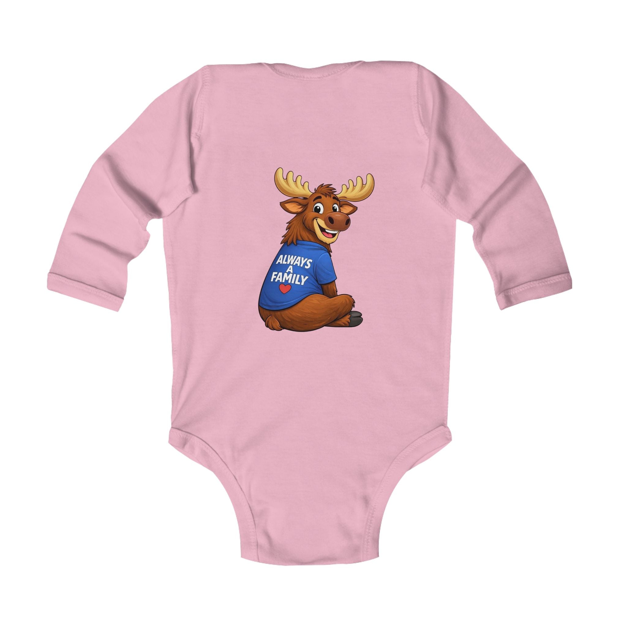 Infant Bodysuit — 'Always a Family' Moose Baby Onesie (Long Sleeve)