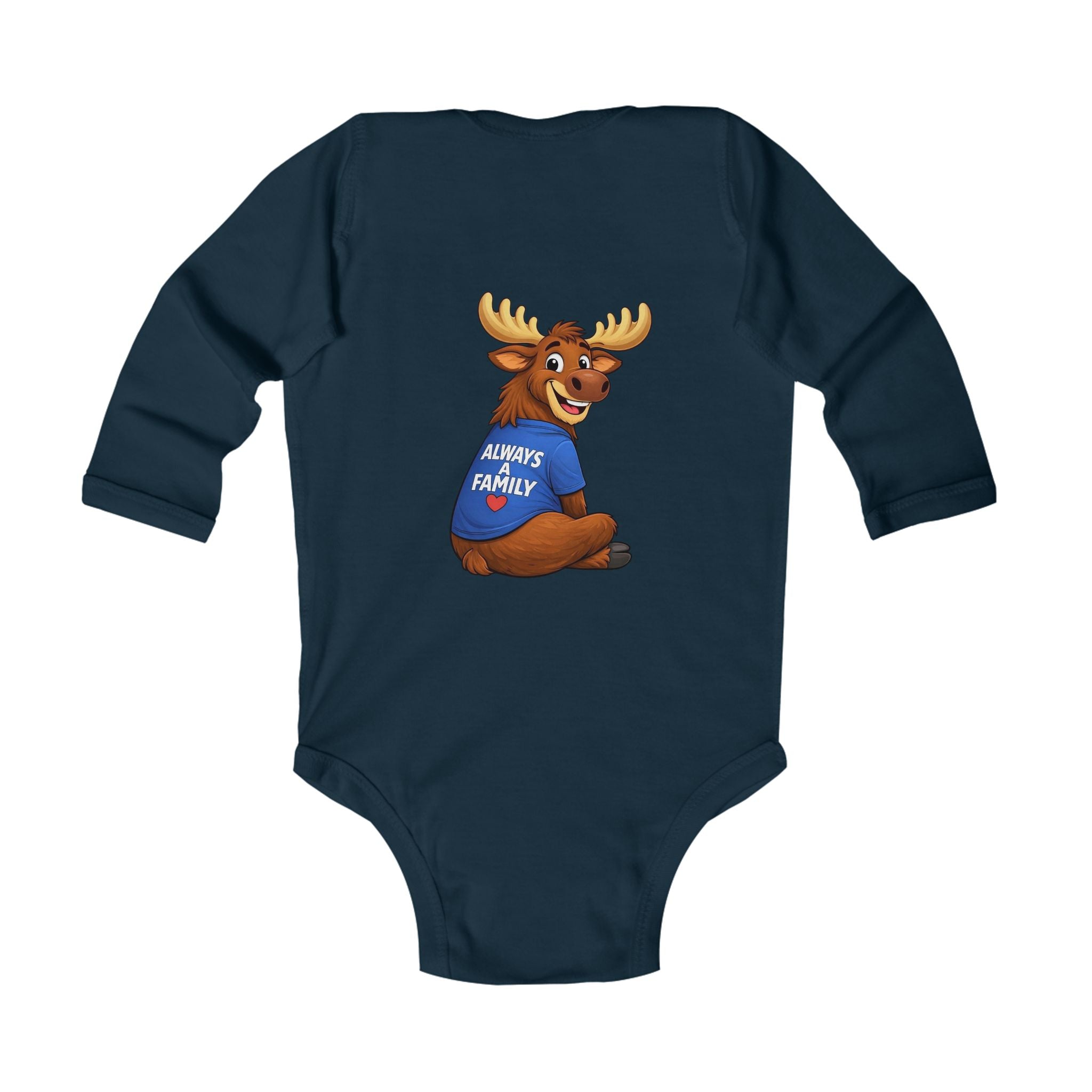 Infant Bodysuit — 'Always a Family' Moose Baby Onesie (Long Sleeve)