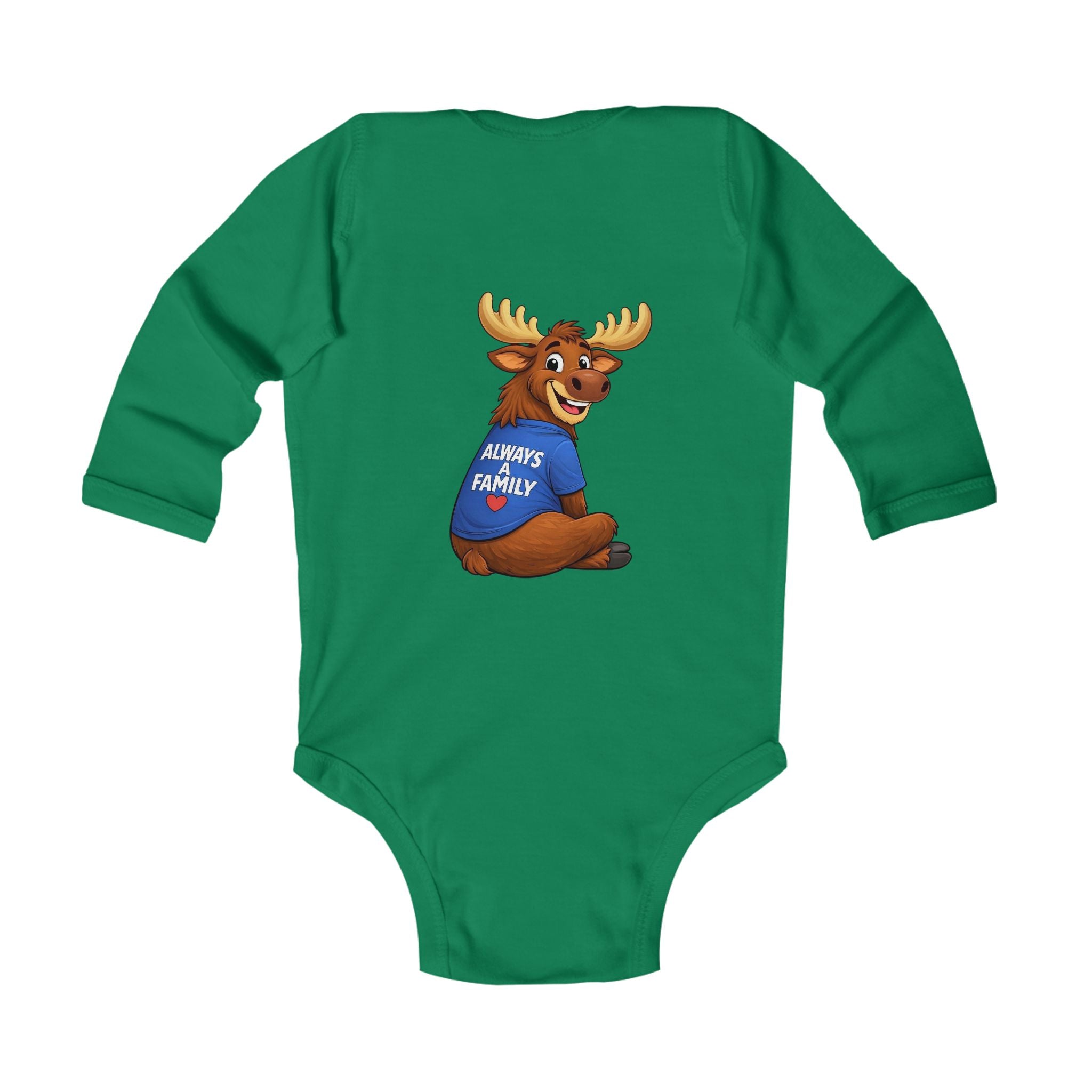 Infant Bodysuit — 'Always a Family' Moose Baby Onesie (Long Sleeve)