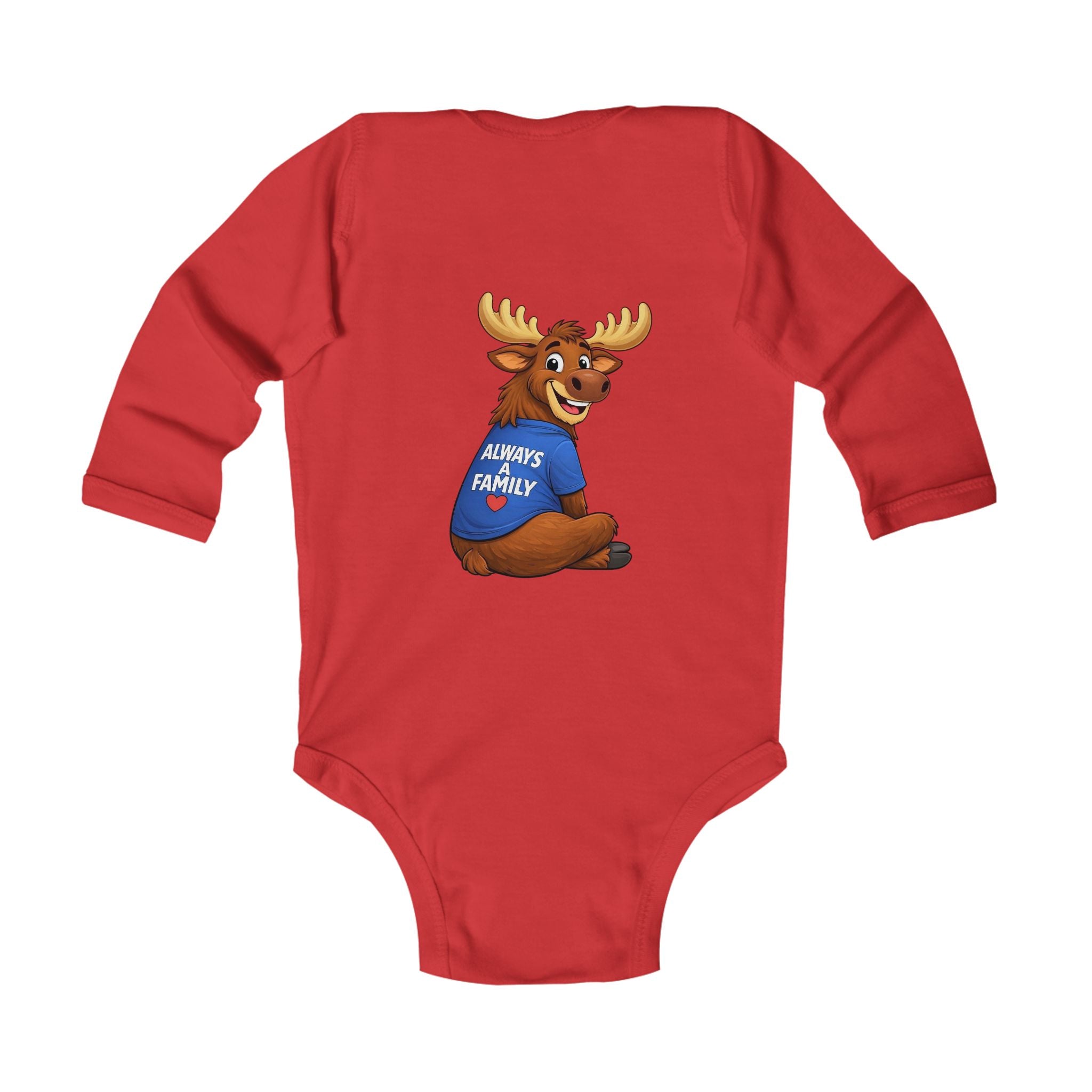 Infant Bodysuit — 'Always a Family' Moose Baby Onesie (Long Sleeve)
