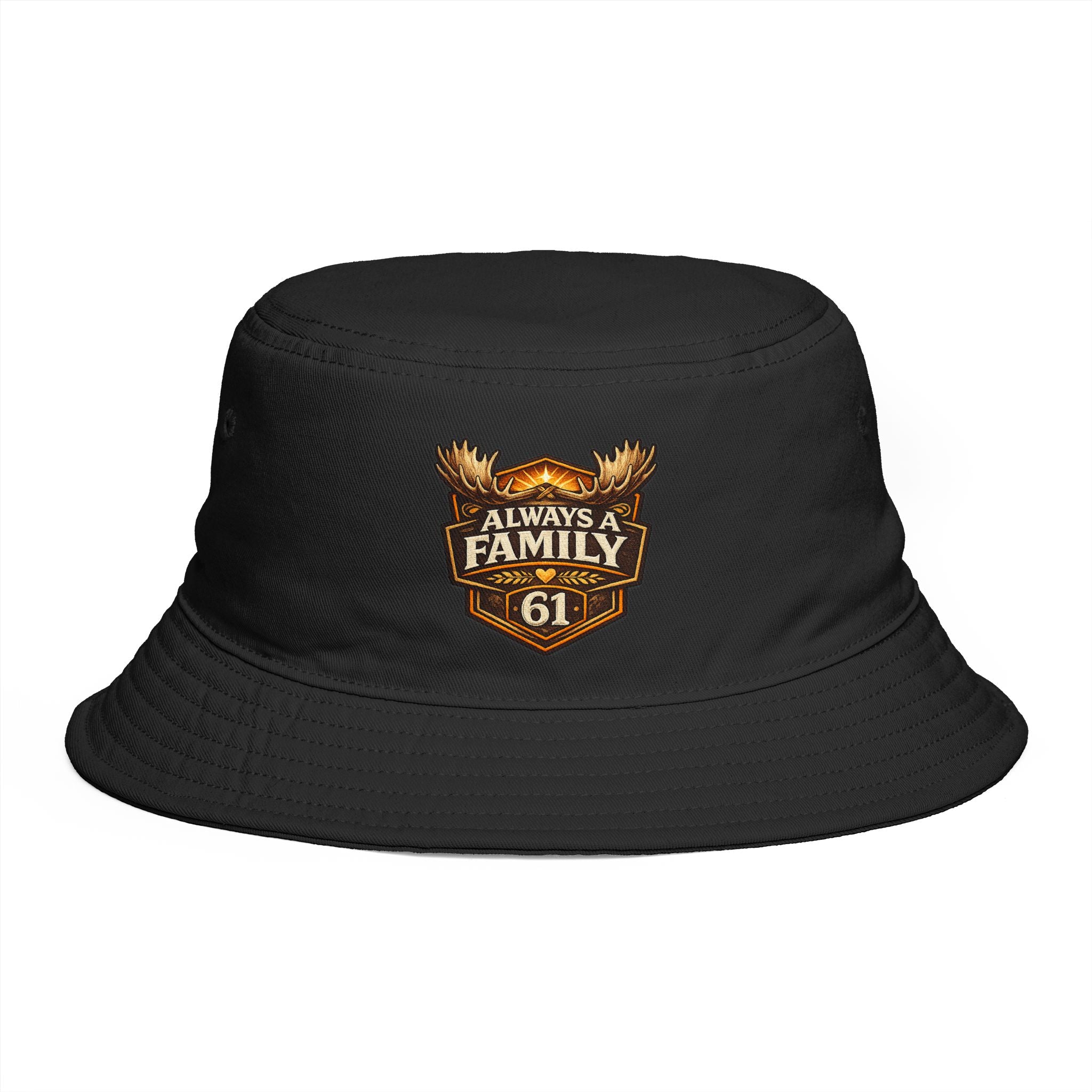 Bucket Hat — "Always Family 61" Patch Emblem Casual Outdoor Cap
