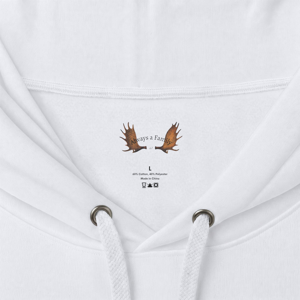 Always a Family Hoodie — Cozy White Script Family Sweatshirt