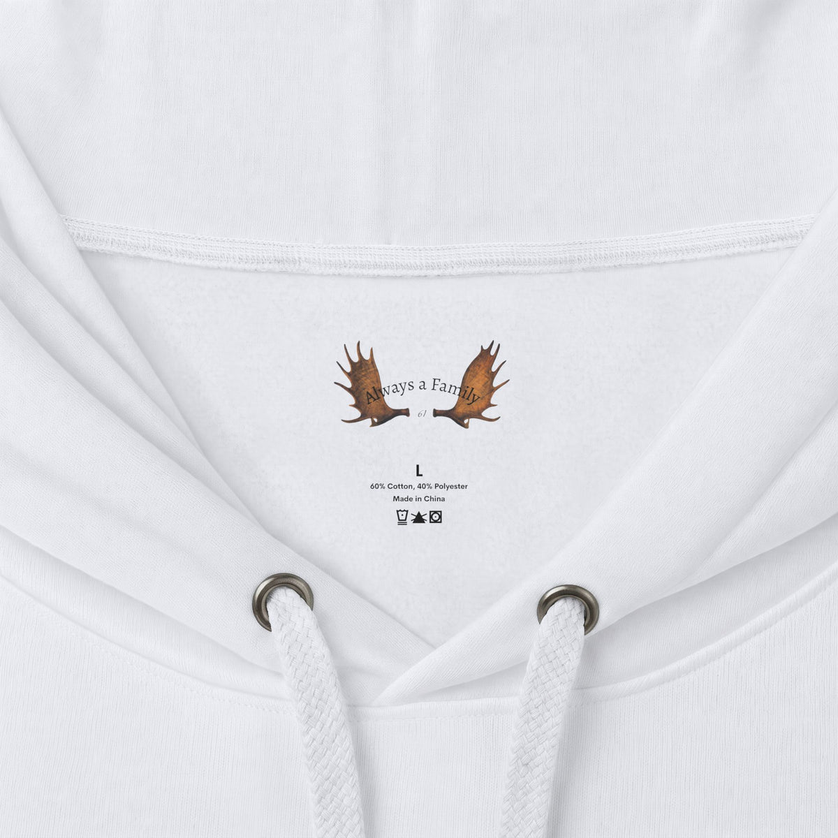 Always a Family Hoodie — Cozy White Script Family Sweatshirt