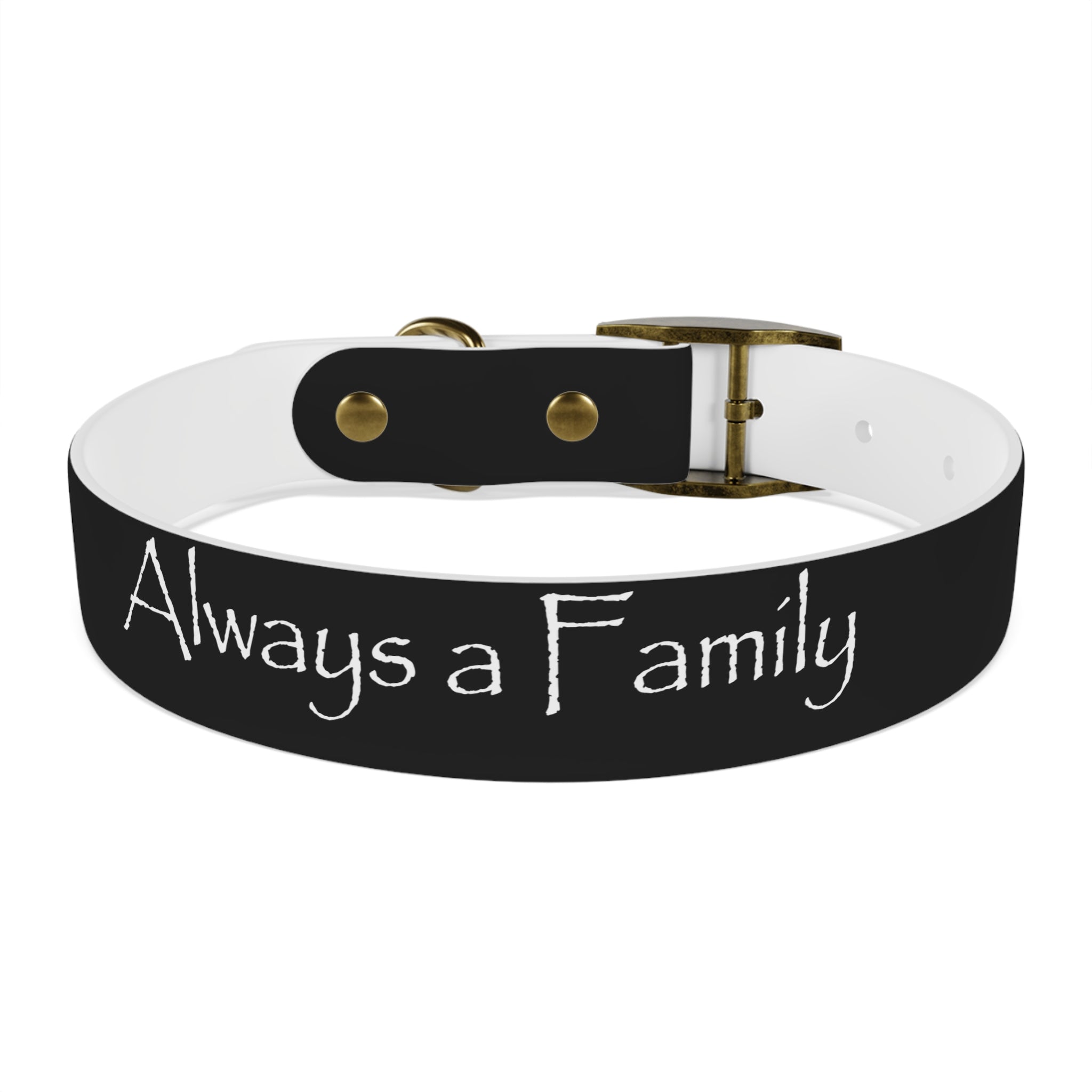 Dog Collar — "Always a Family" Personalized Black Chalkboard Pet Collar