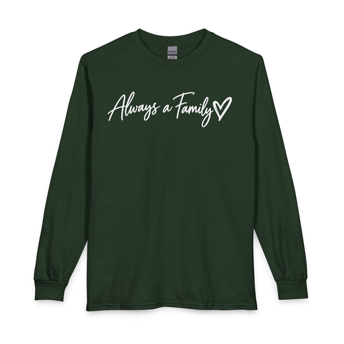 Always a Family Long Sleeve Tee — Script Heart Design