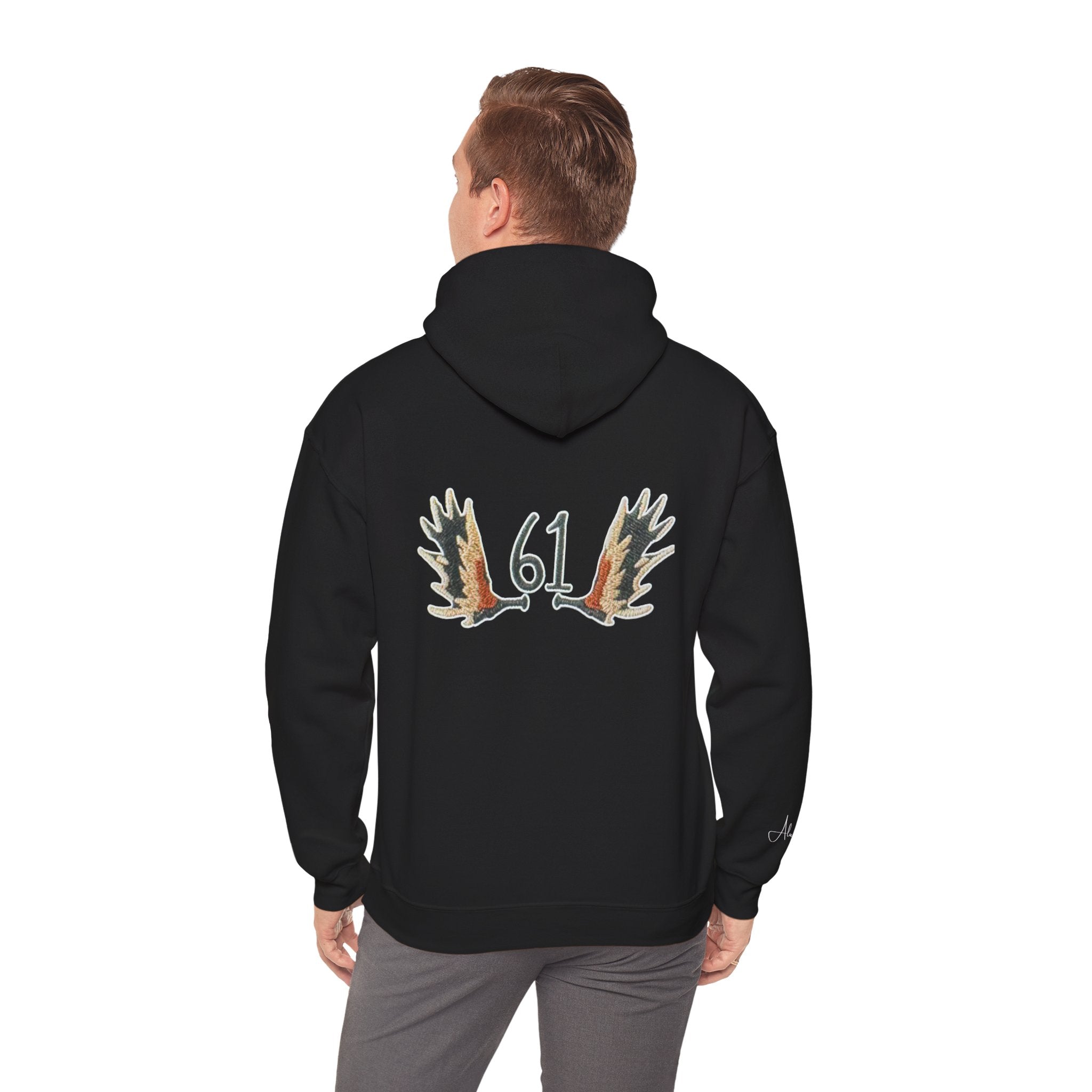 Moose Antler '61' Hoodie – Rustic Outdoorsy Graphic Sweatshirt