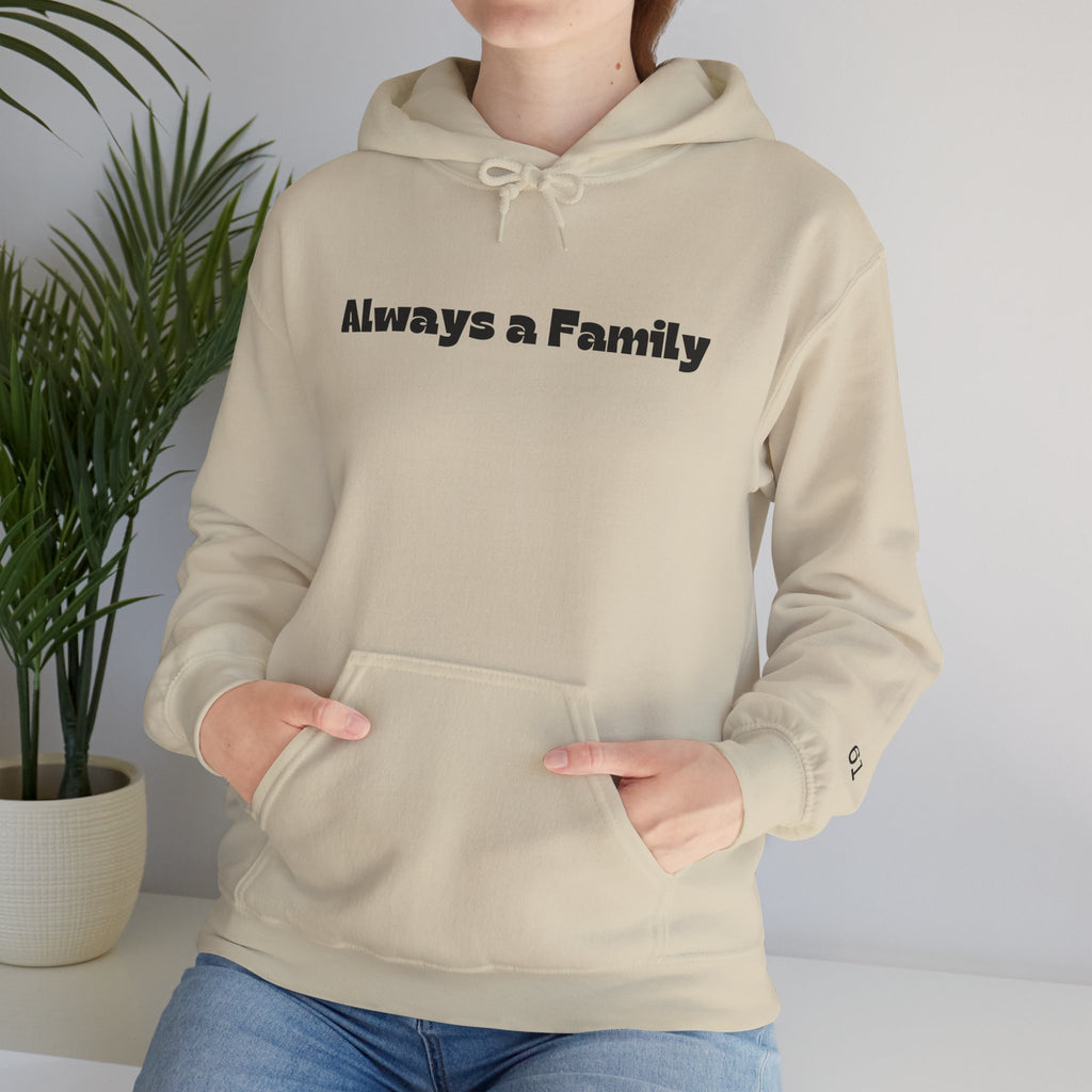 Always a Family Hoodie — Moose Antler Graphic Pullover with Sleeve Numbering