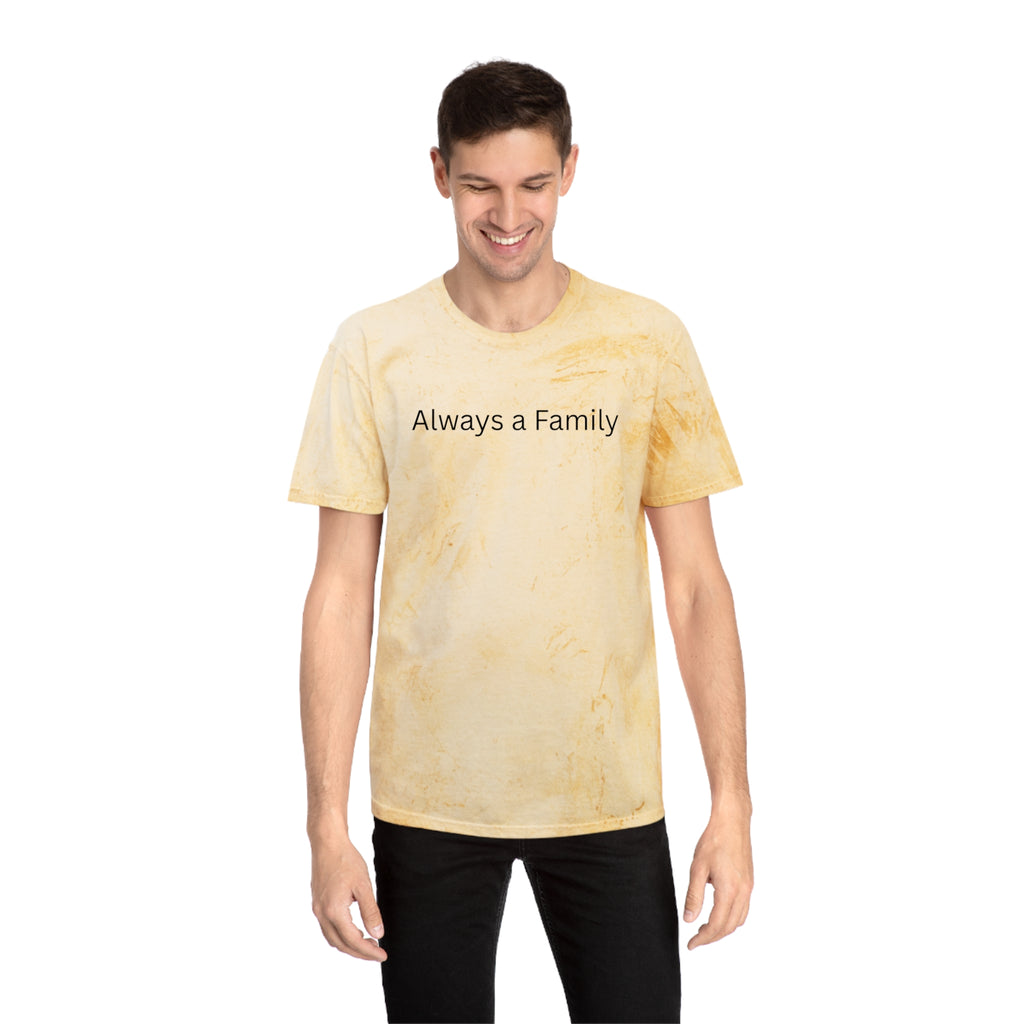 Always a Family Tie-Dye T-Shirt — Yellow Marble Family Tee