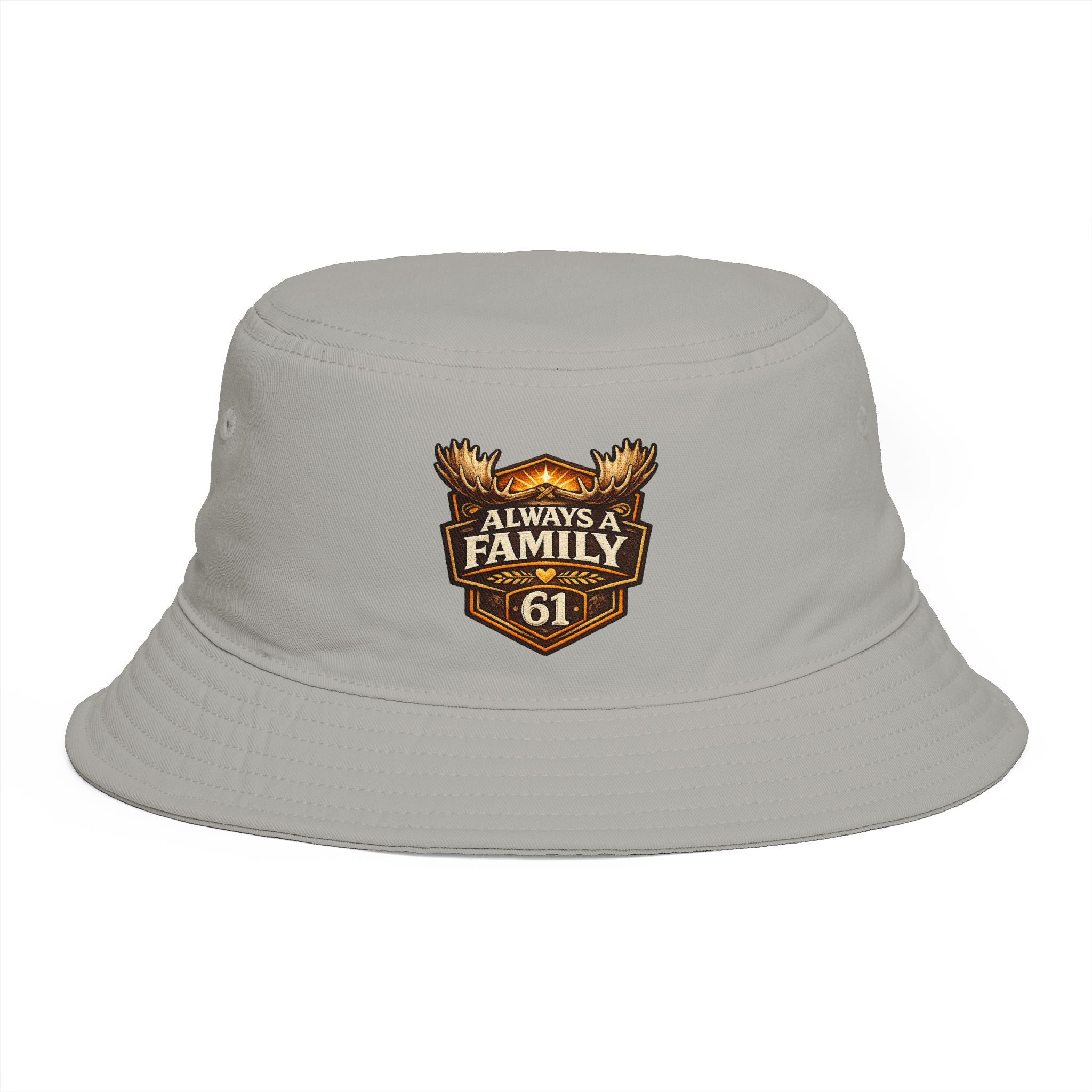 Bucket Hat — "Always Family 61" Patch Emblem Casual Outdoor Cap