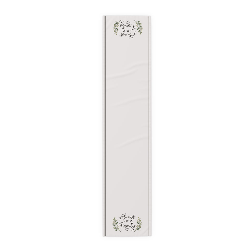 Table Runner - "Always a Family" Farmhouse Cotton-Blend Holiday & Everyday Decor