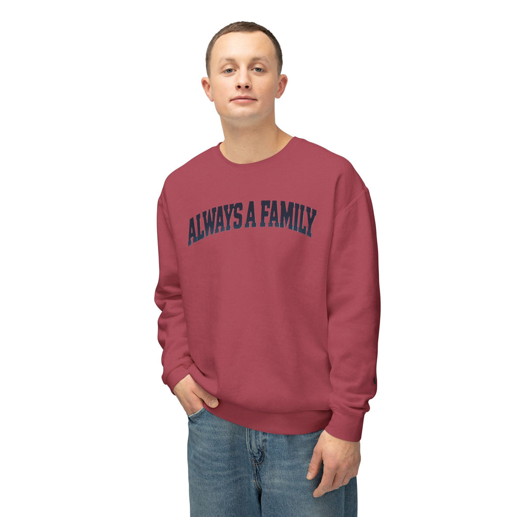 Always a Family Crewneck Sweatshirt — Lightweight White Family Graphic