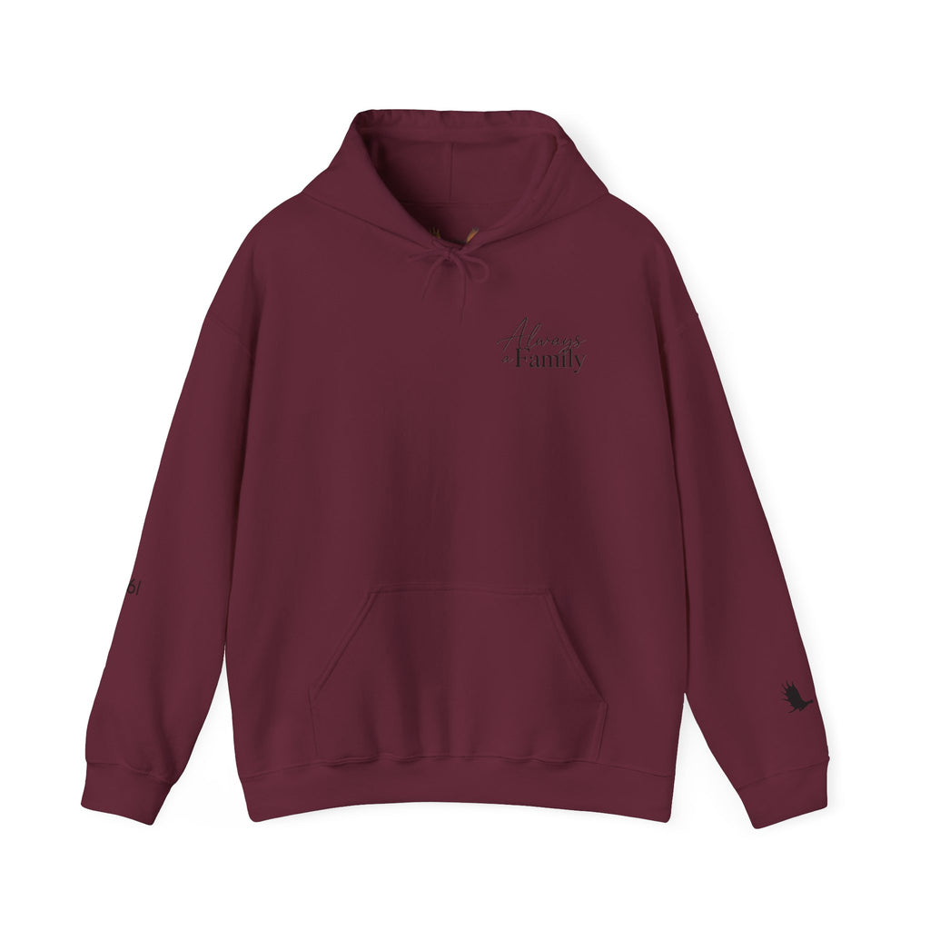 Hoodie — "Always a Family" Christmas Moose Antler Tree Holiday Hoodie
